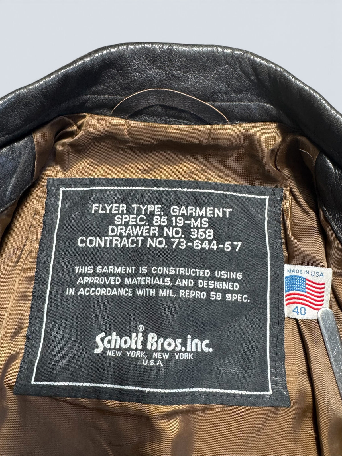 Jacket cuir cowhide flight A-2 Schott made in USA usaf black & brown 80’s - 40 (M)