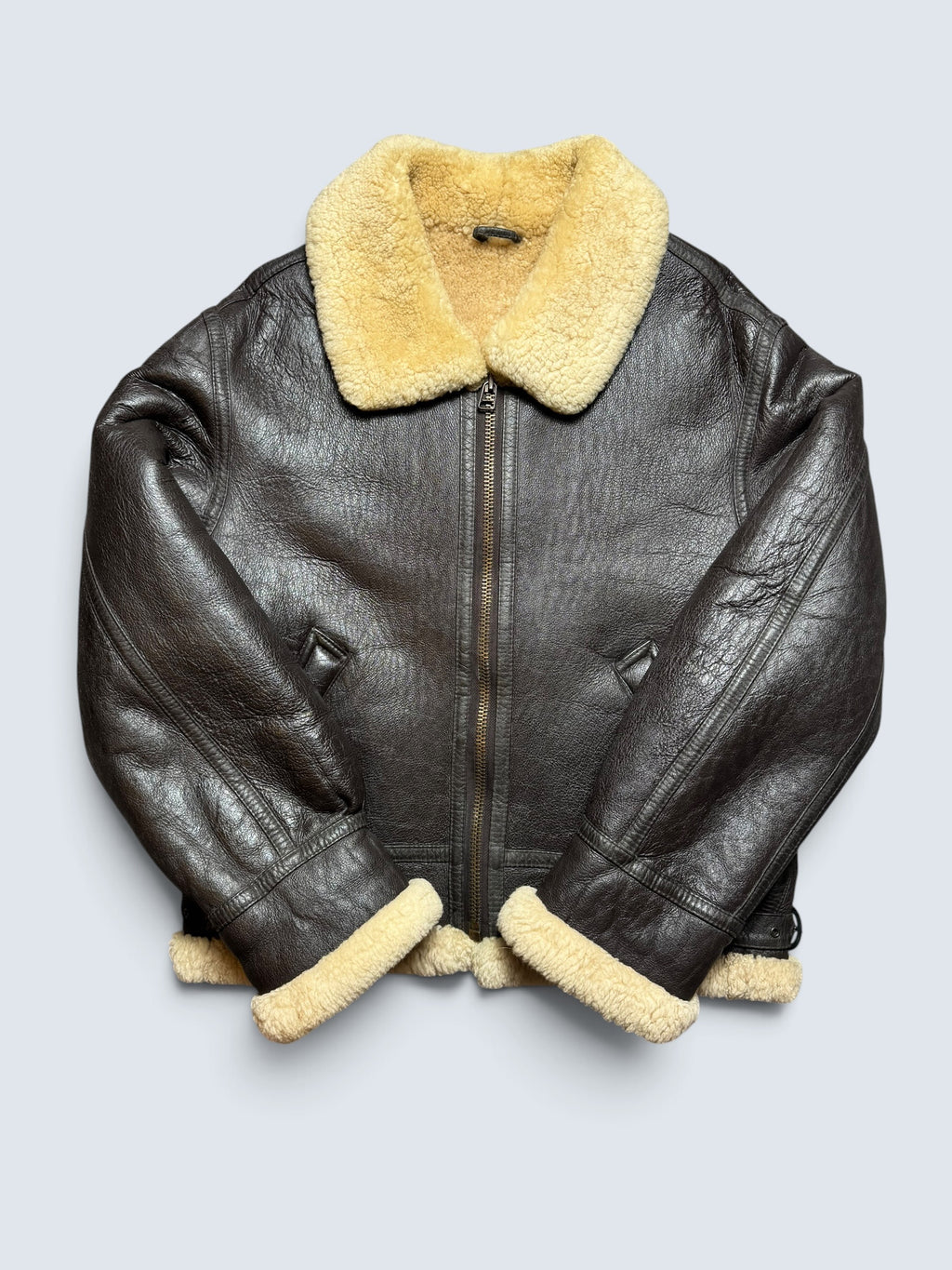 Jacket cuir bomber flight shearling aviator B-3 made in Australia usaf black vintage 90’s - L