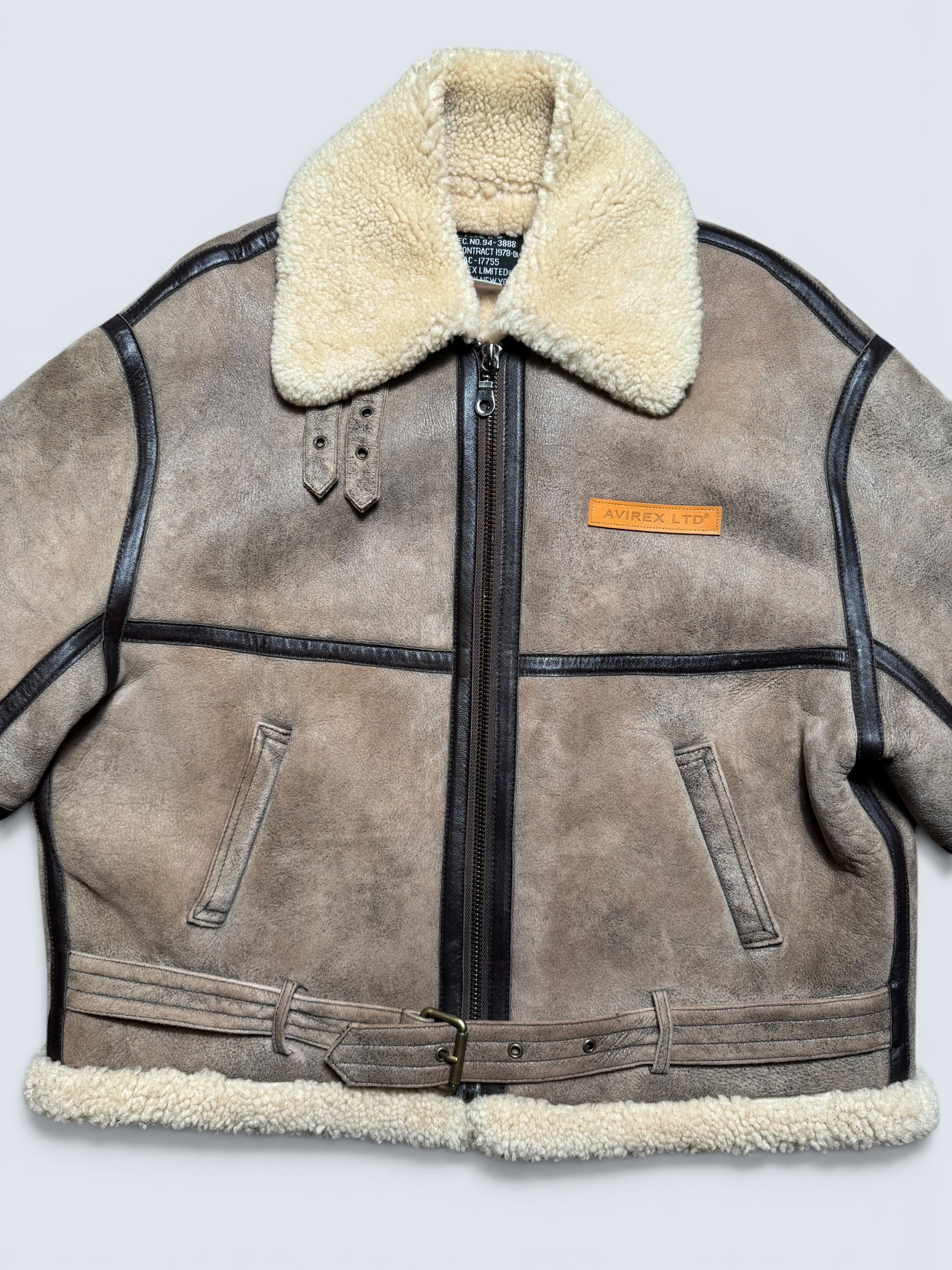 Jacket cuir flight shearling Irvin Avirex made in USA RAF grey vintage 80’s - 40 (L)