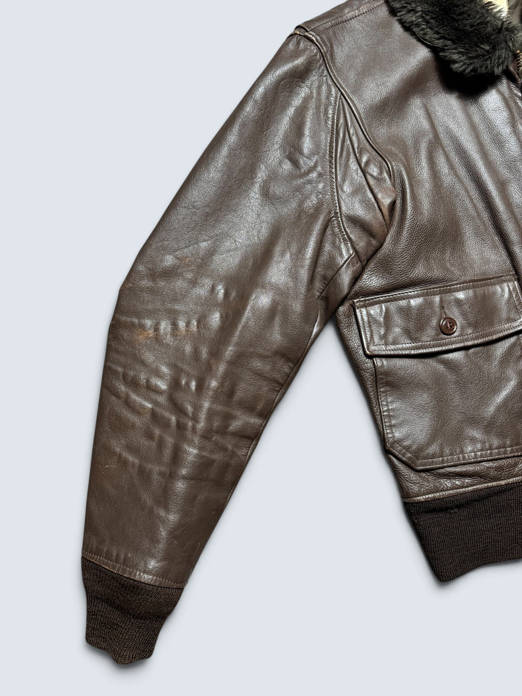 Jacket cuir goatskin flight G-1 original US Navy Brill Bros 1975 Vietnam Era - 44 (XL)