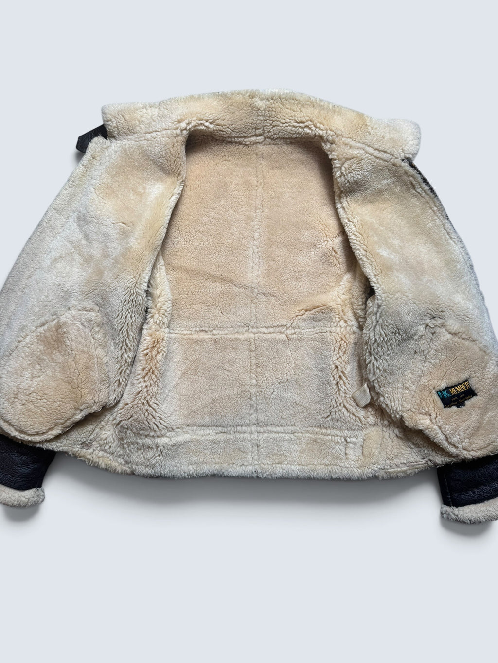 Jacket cuir bomber flight shearling aviator B-3 usaf black vintage 80’s - S/M