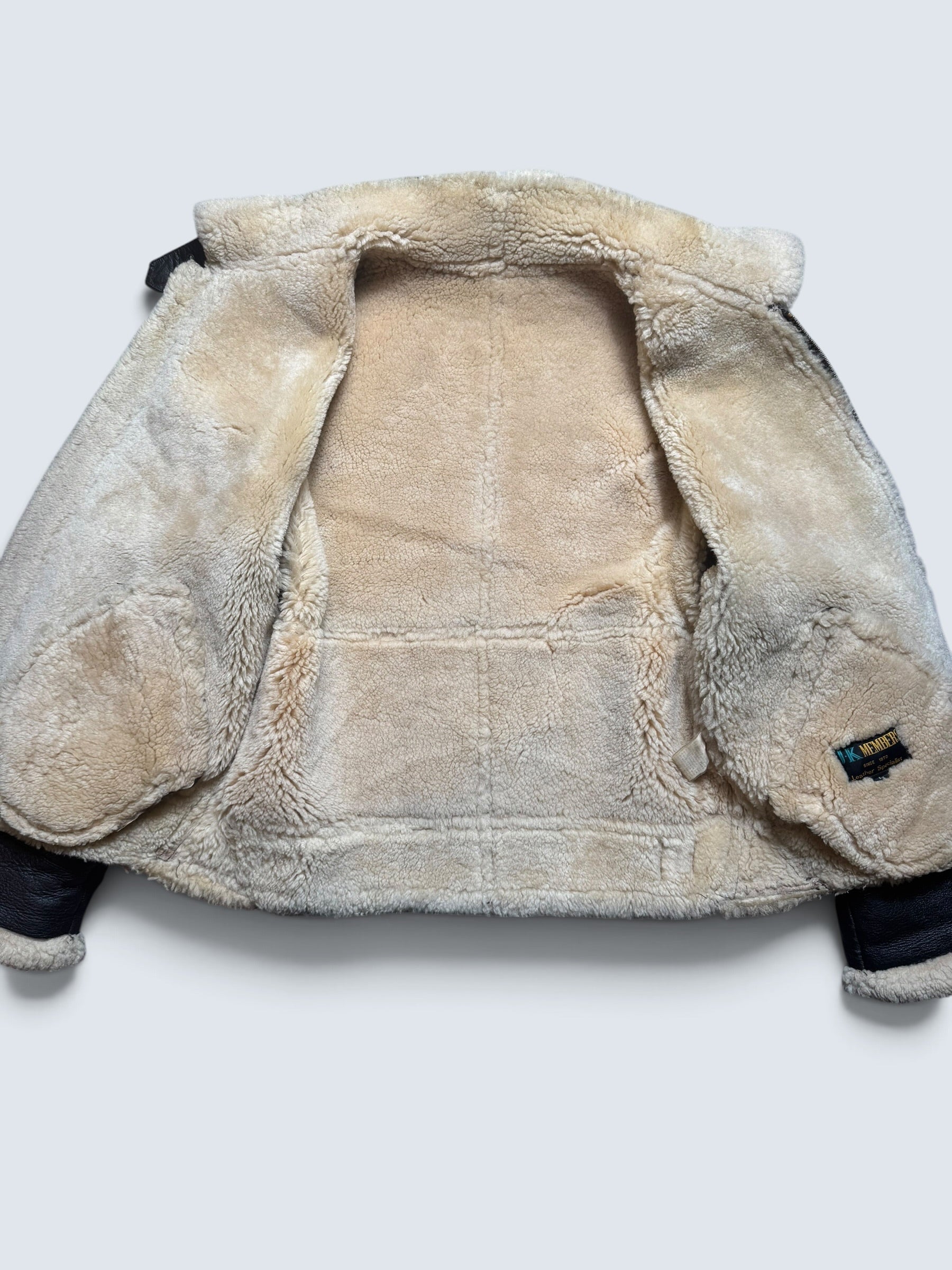 Jacket cuir bomber flight shearling aviator B-3 usaf black vintage 80’s - S/M