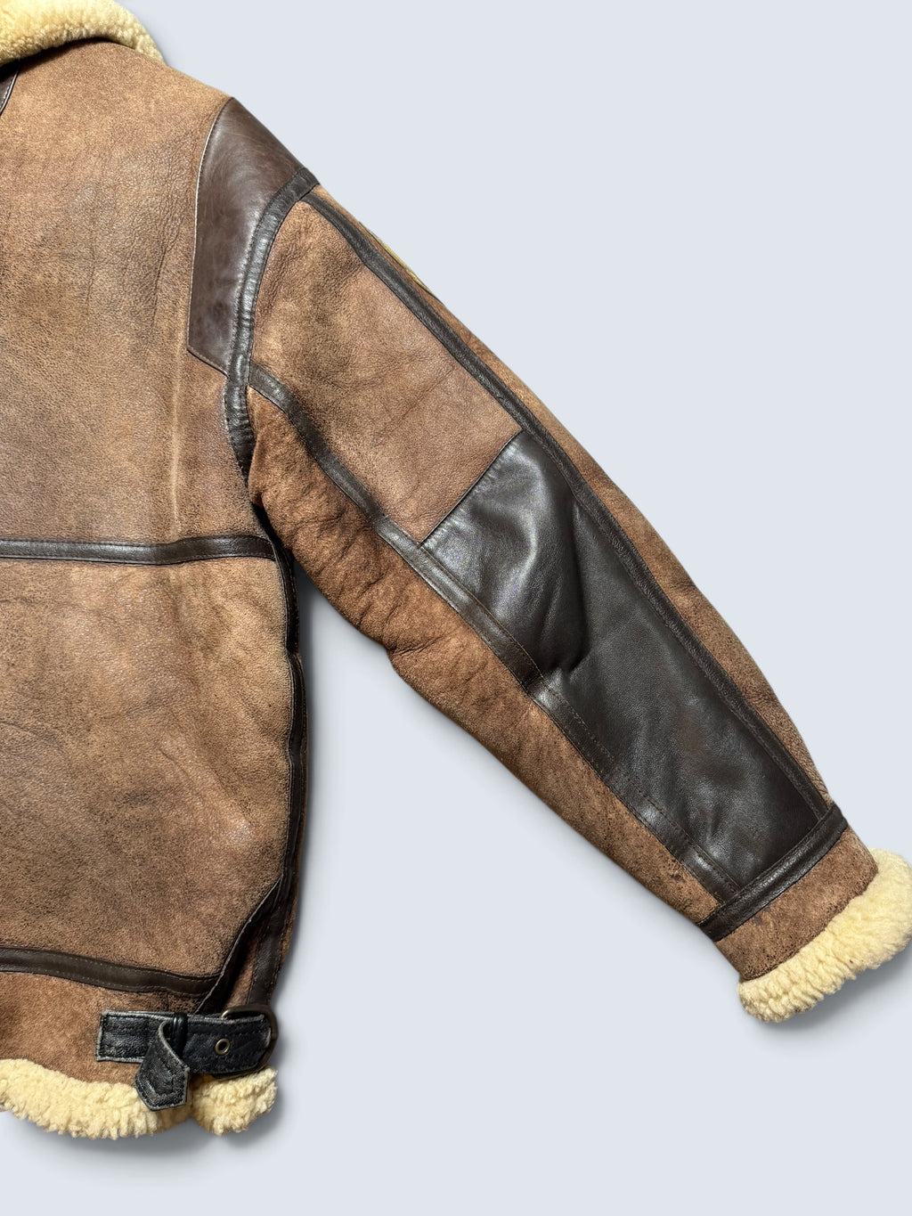 Jacket cuir flight shearling B-3 Dog Fight usaf 430th patch brown vintage 90’s - L/XL