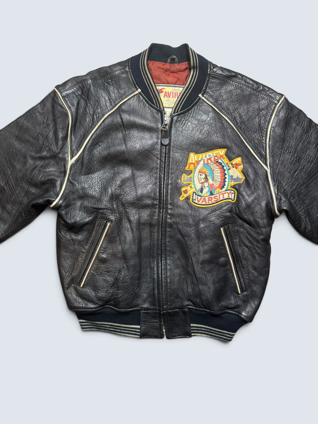 Jacket cuir varsity sport Avirex the last frontier co champs MSL black 80’s - M/L