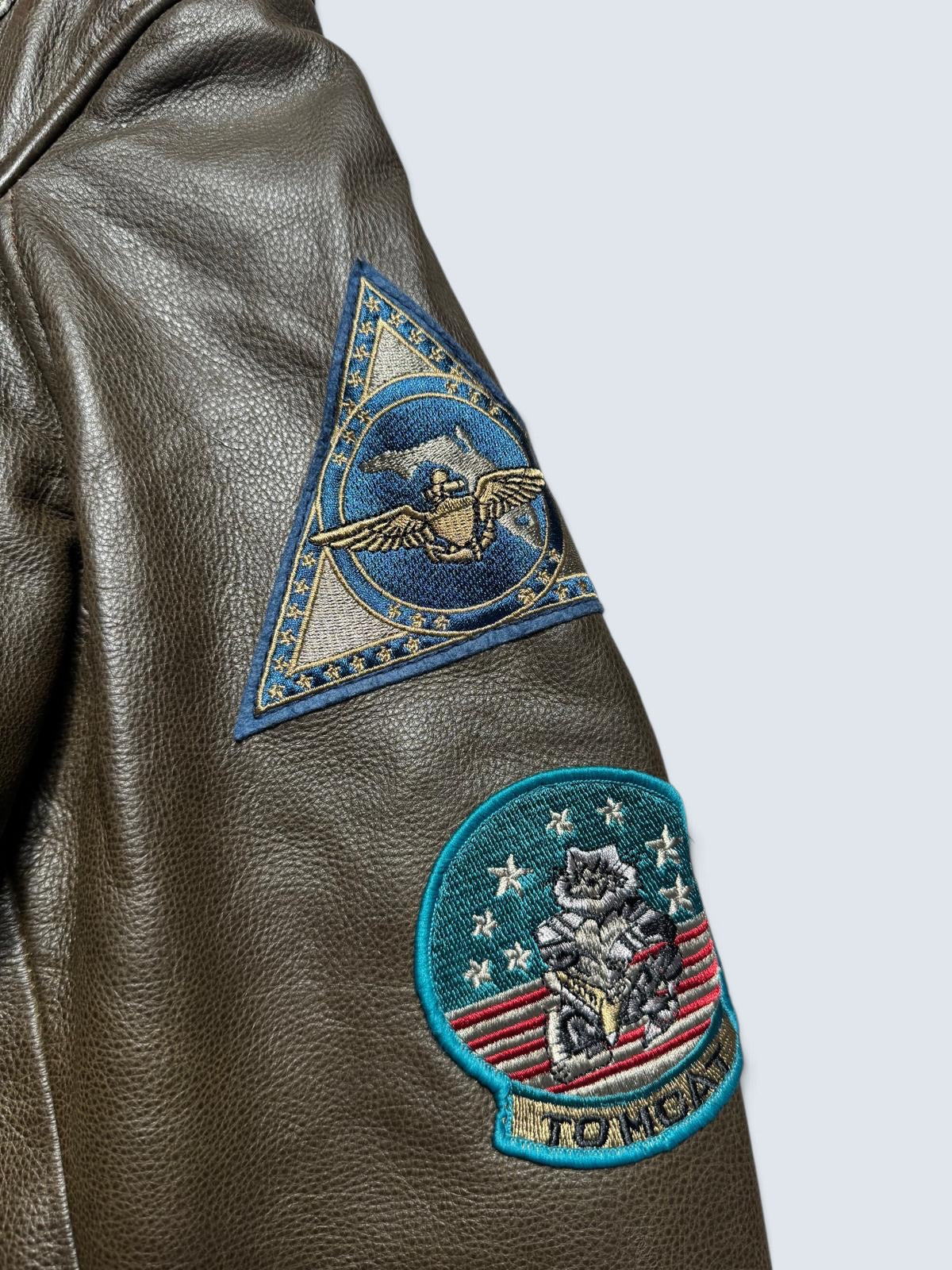 Jacket cuir cowhide flight G-1 Avirex LTD Japan exclusive Top Gun usn full patch brown 00’s - L