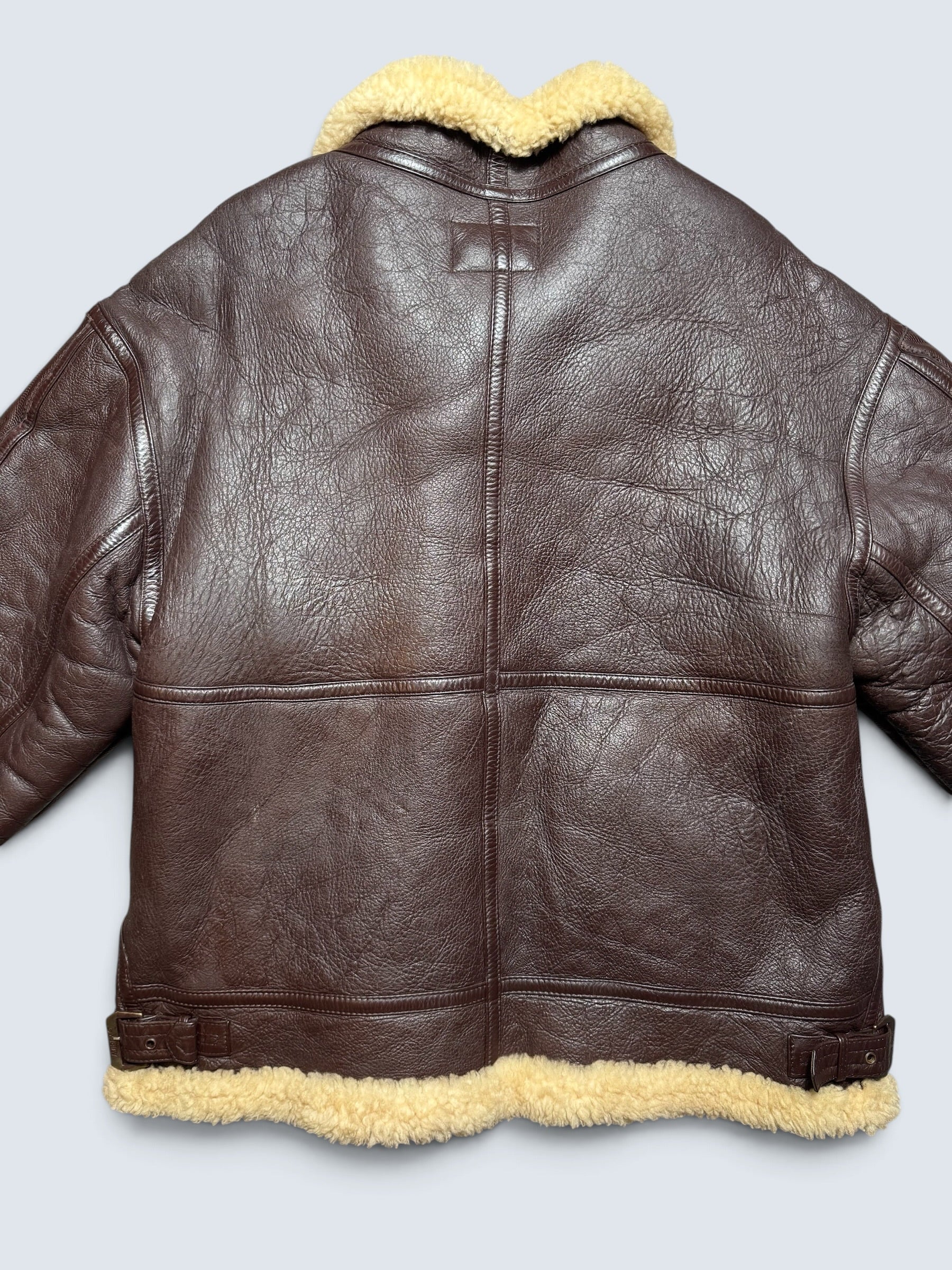 Jacket cuir bomber flight B-3 Avirex usaf brown vintage 90's - XL