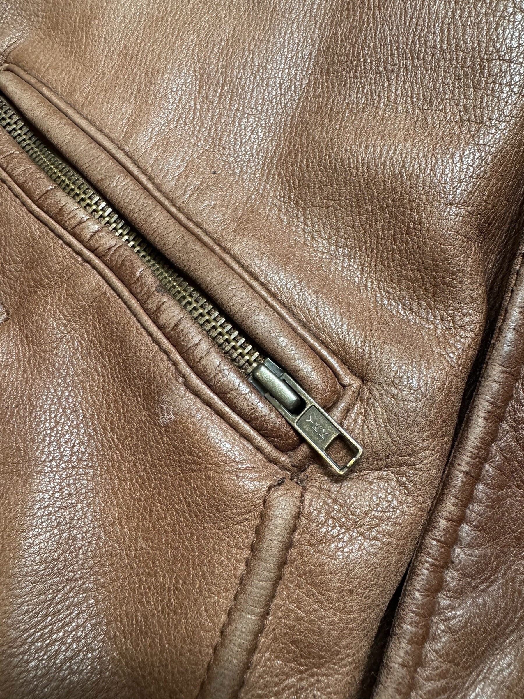 Jacket cuir cowhide flight bomber G-2 Chevignon Flying wear brown 80’s - L