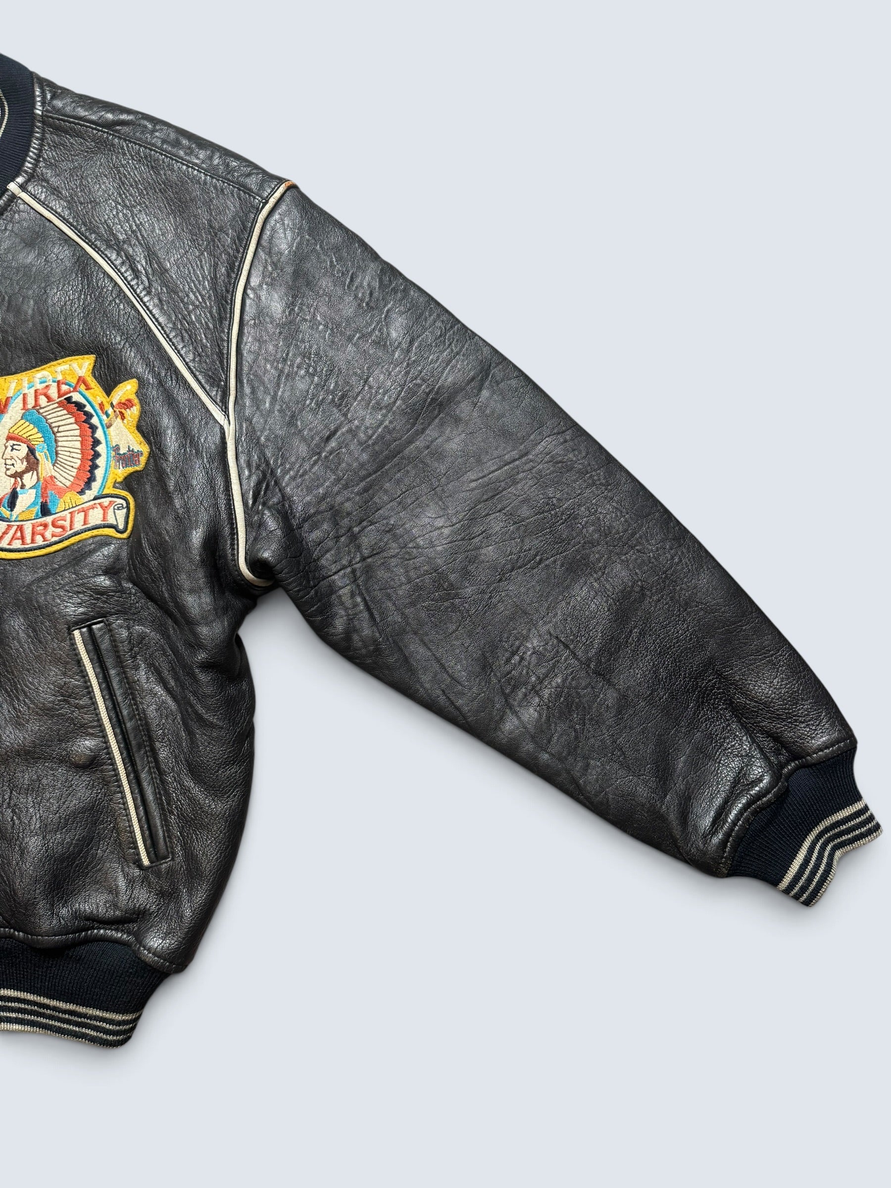 Jacket cuir varsity sport Avirex the last frontier co champs MSL black 80’s - M/L