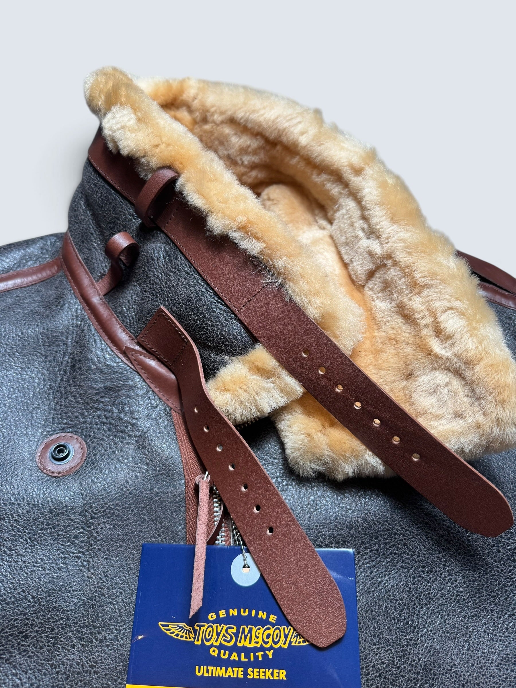 Jacket cuir bomber flight shearling B-3 Patton Toys Mccoy Japan usaf black & brown 2020 - 40 (M)