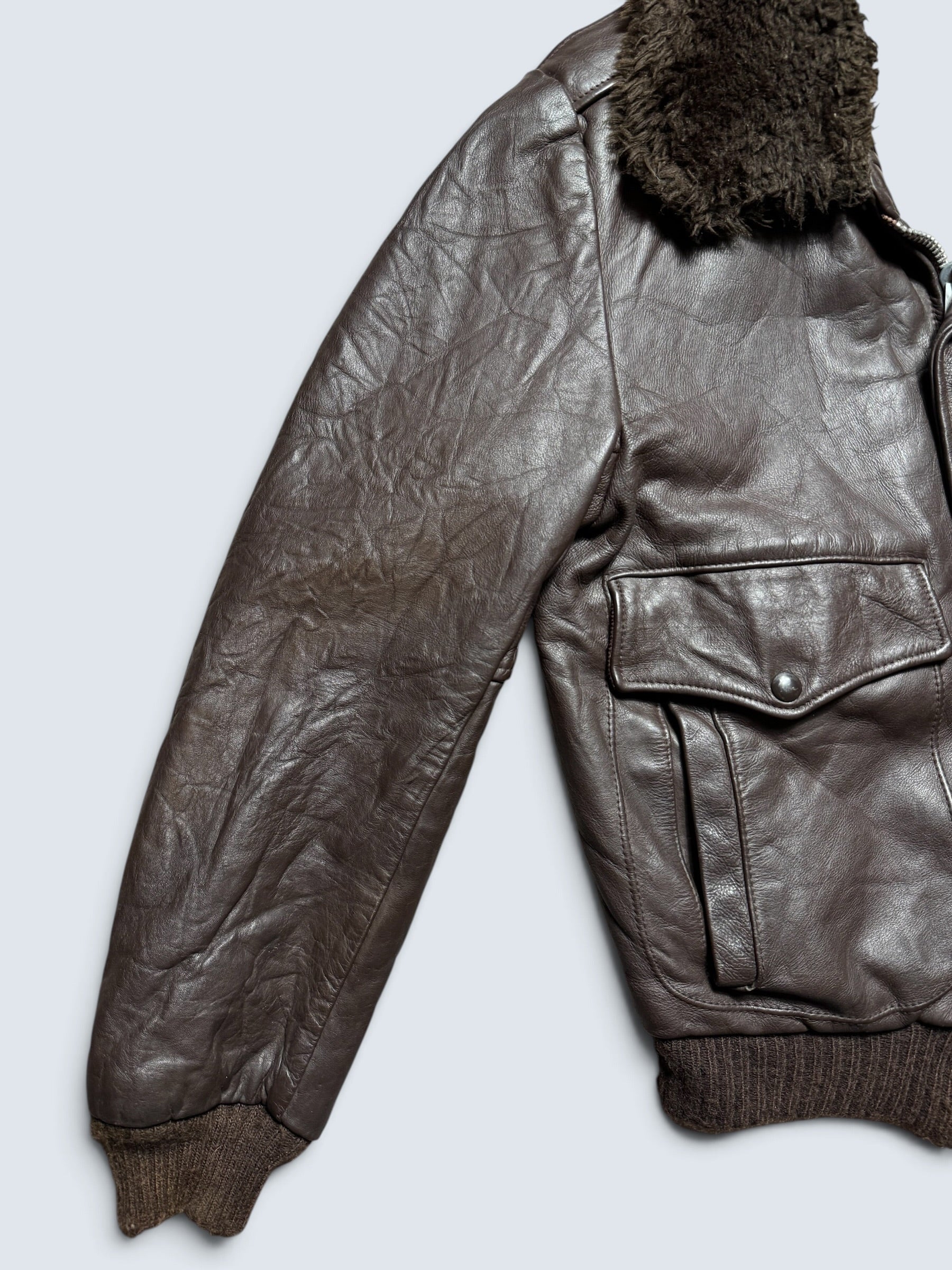 Jacket cuir cowhide flight bomber Gino Leathers made in USA black 70’s - 42 (M)