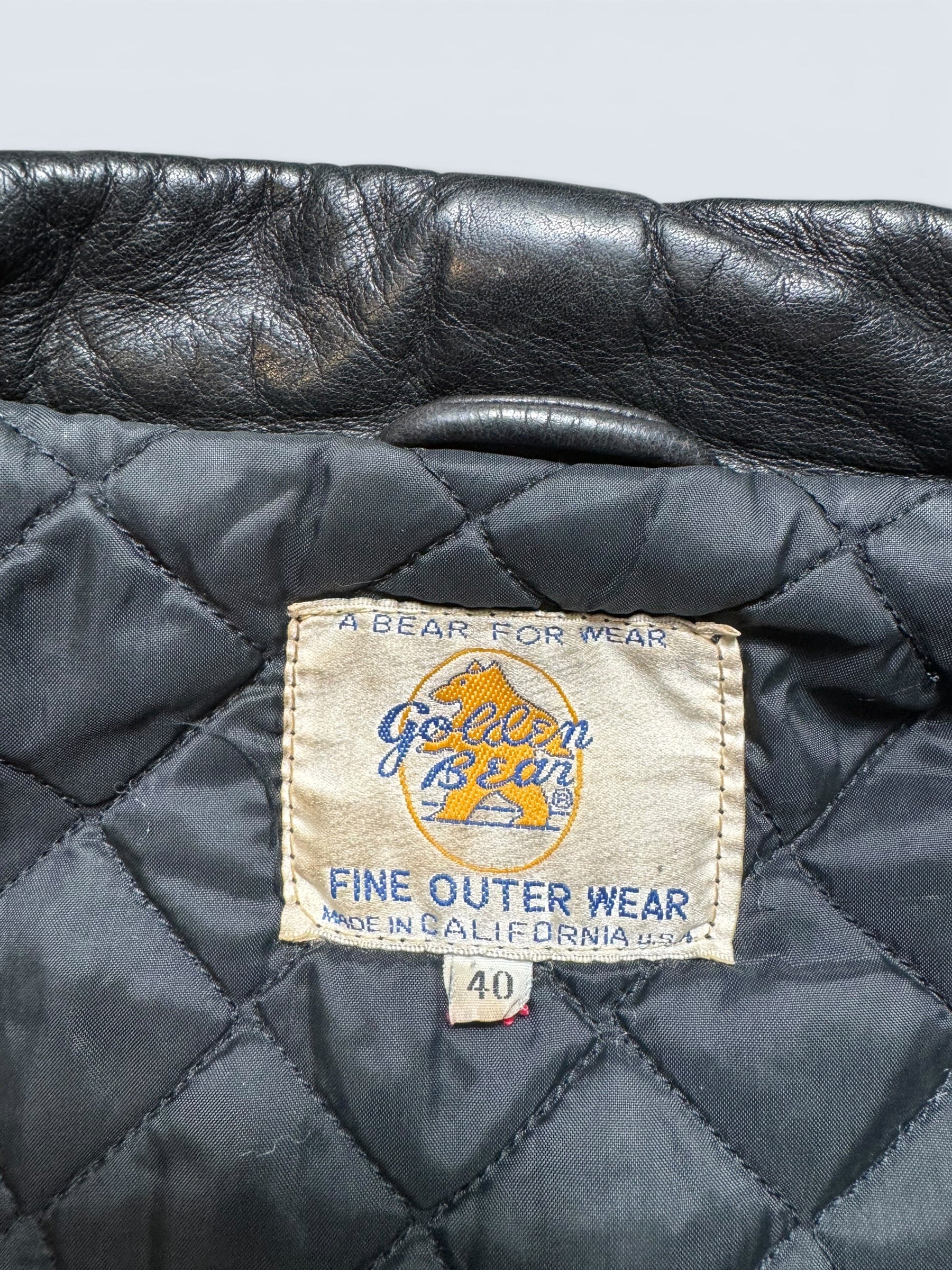 Jacket cuir biker motorcycle Perfecto Golden Bear made in USA black 80’s - 40 (M)