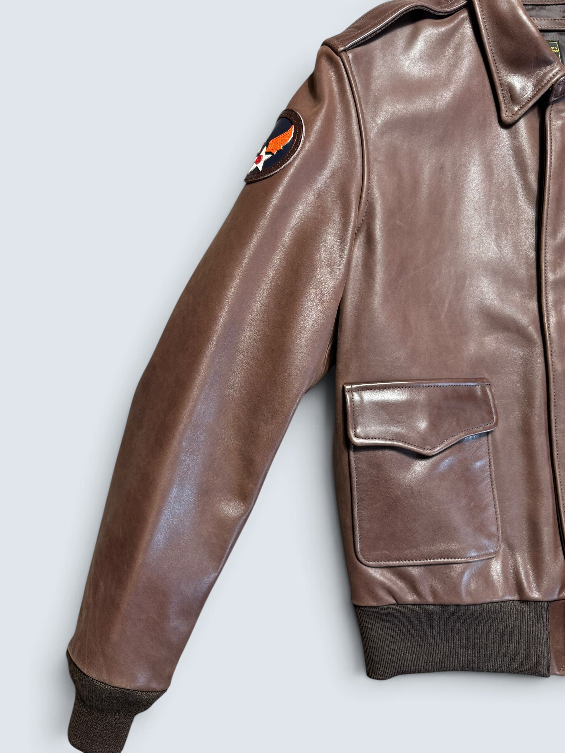 Jacket cuir cowhide flight A-2 Avirex LTD usaf flying tigers full patch brown - 38 (S/M)