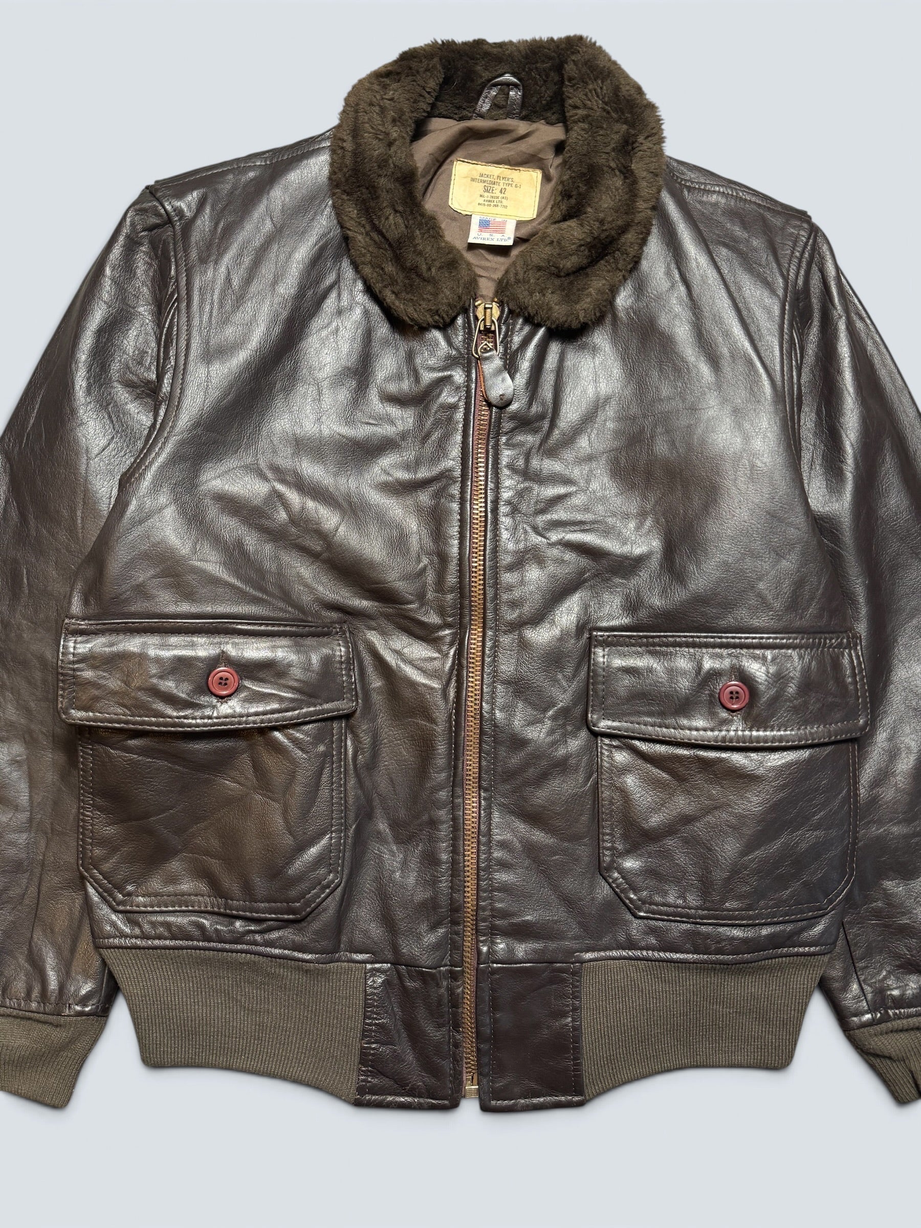 Jacket cuir cowhide flight G-1 Avirex LTD made in USA usn black 70’s - 42 (L)