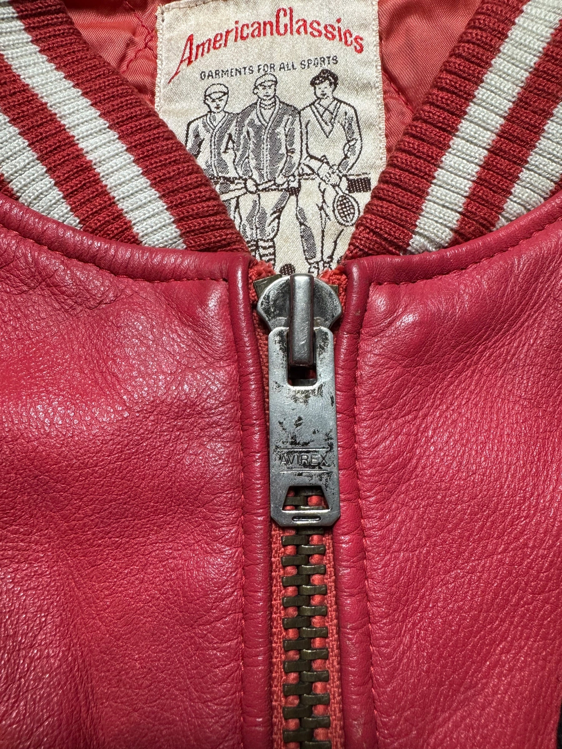 Jacket cuir varsity baseball Avirex ltd made in USA track field red vintage 80/90’s - M