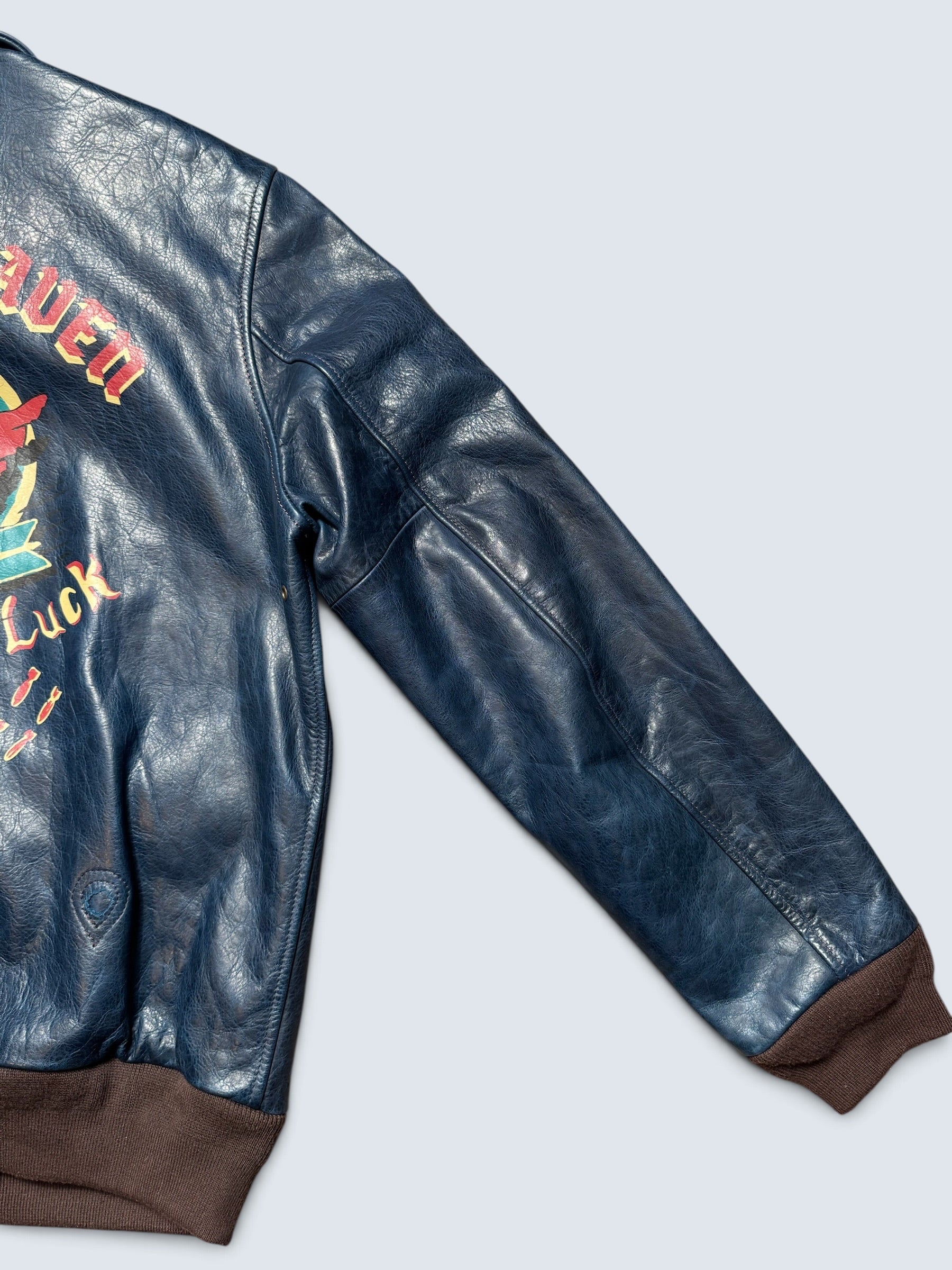 Jacket cuir horsehide bomber flight A-2 Curphey Leather patch & nose art usaf navy - 42 (L)
