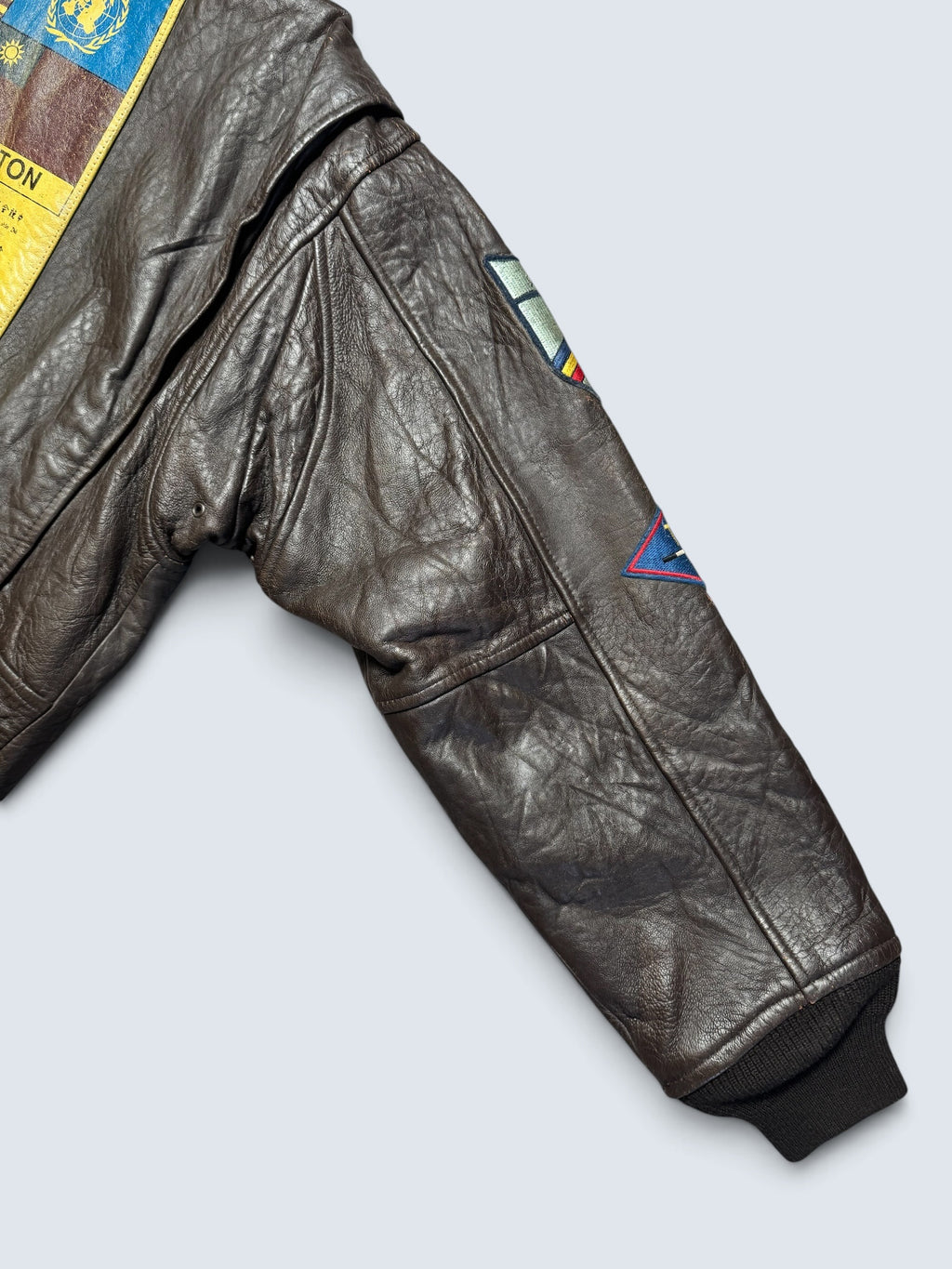 Jacket cuir cowhide flight G-1 Avirex Top Gun usn full patch black vintage 90’s - S/M