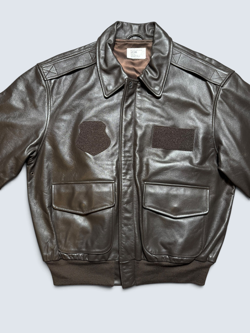 Jacket cuir bomber flight A-2 Dragon Tooth velcro patch usaf black - 40 (M/L)