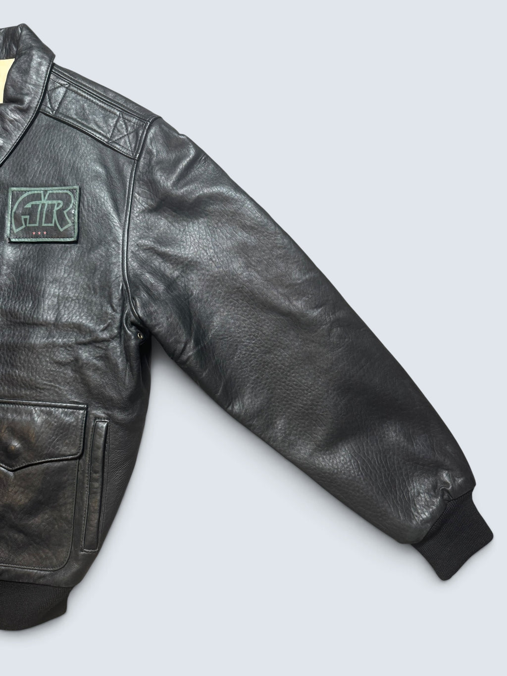 Jacket cuir cowhide flight A-2 Avirex usaf special team patch black 90’s - M