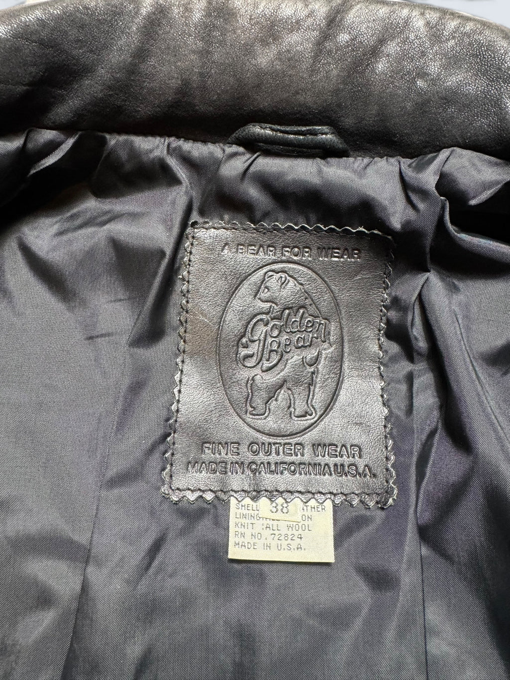 Jacket cuir bomber flight pilot Golden Bear A-2 made in USA black 80’s - 38 (M)