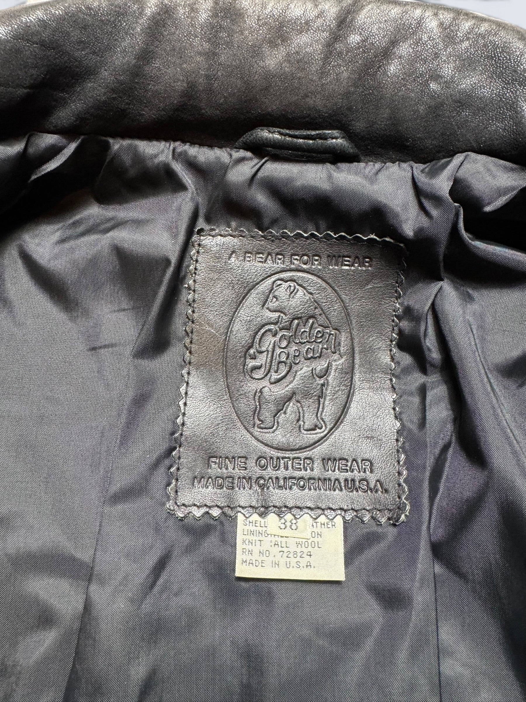 Jacket cuir bomber flight pilot Golden Bear A-2 made in USA black 80’s - 38 (M)
