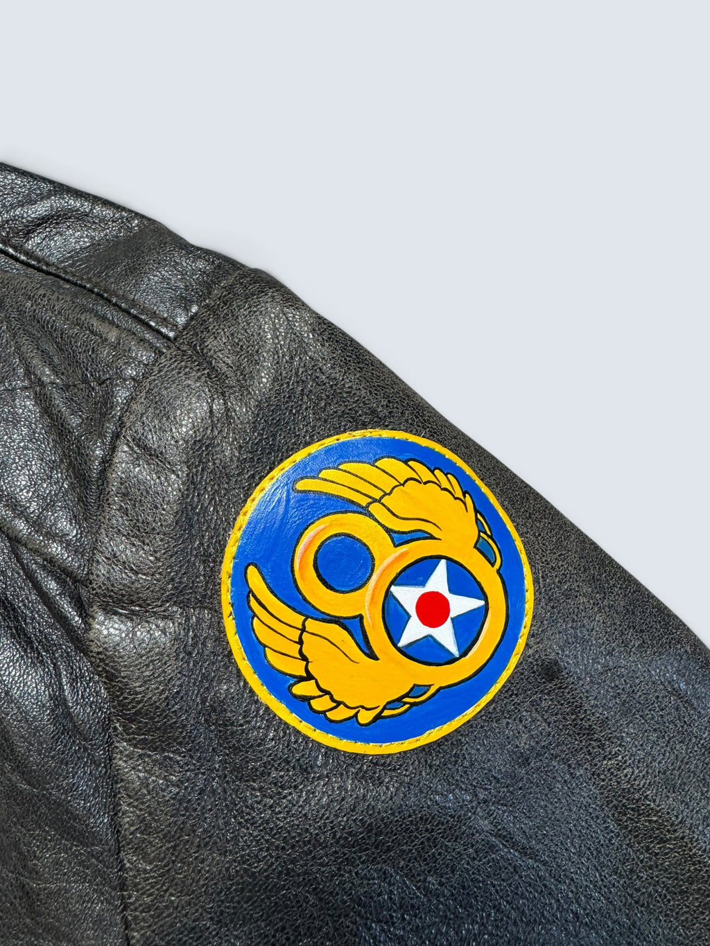 Jacket cuir flight A-2 Schott usa usaf Shoo Shoo Baby nose art patch black 80’s - 42 (M/L)