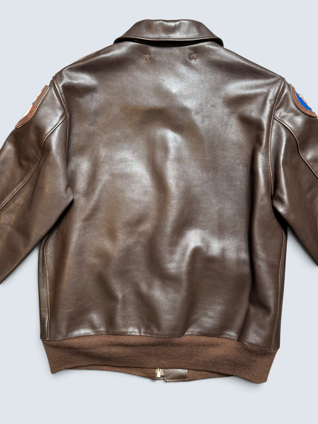 Jacket cuir Horsehide flight A-2 Star Sportswear MFG. co Flying Tigers usaf nose art full patch brown - 42 (L)