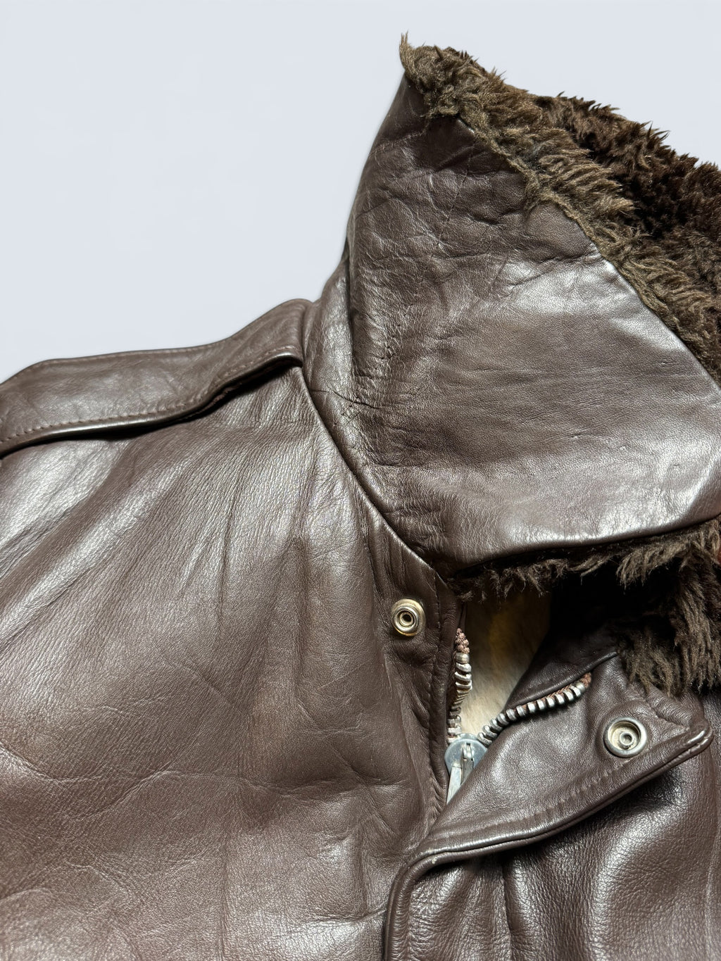 Jacket cuir cowhide flight bomber Gino Leathers made in USA black 70’s - 42 (M)