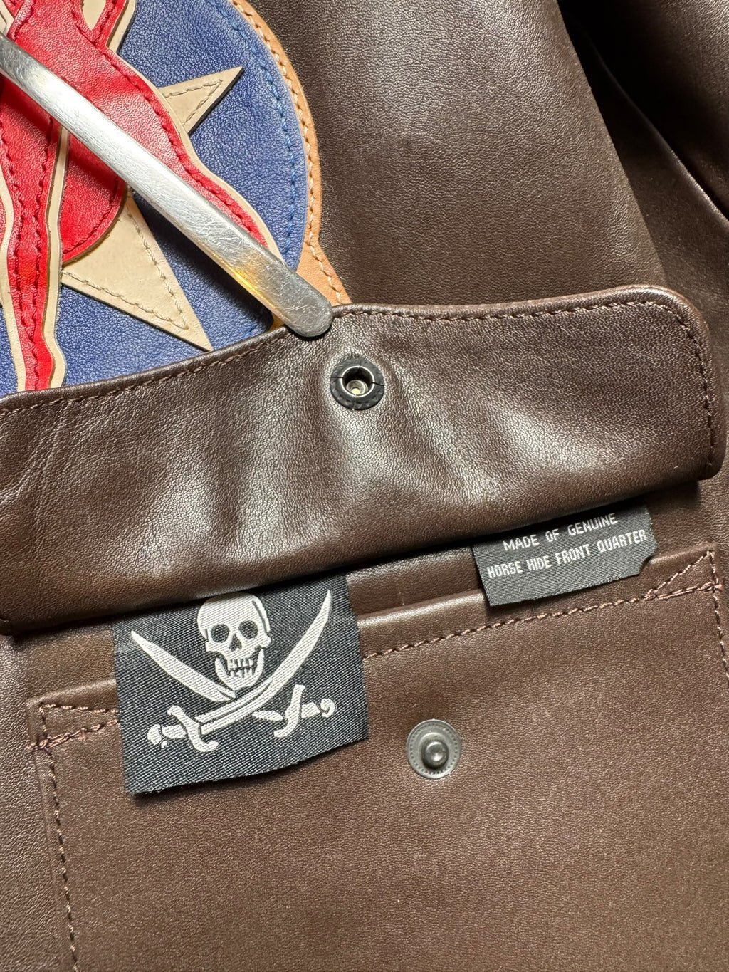 Jacket cuir Horsehide flight A-2 Star Sportswear MFG. co Flying Tigers usaf nose art full patch brown - 42 (L)