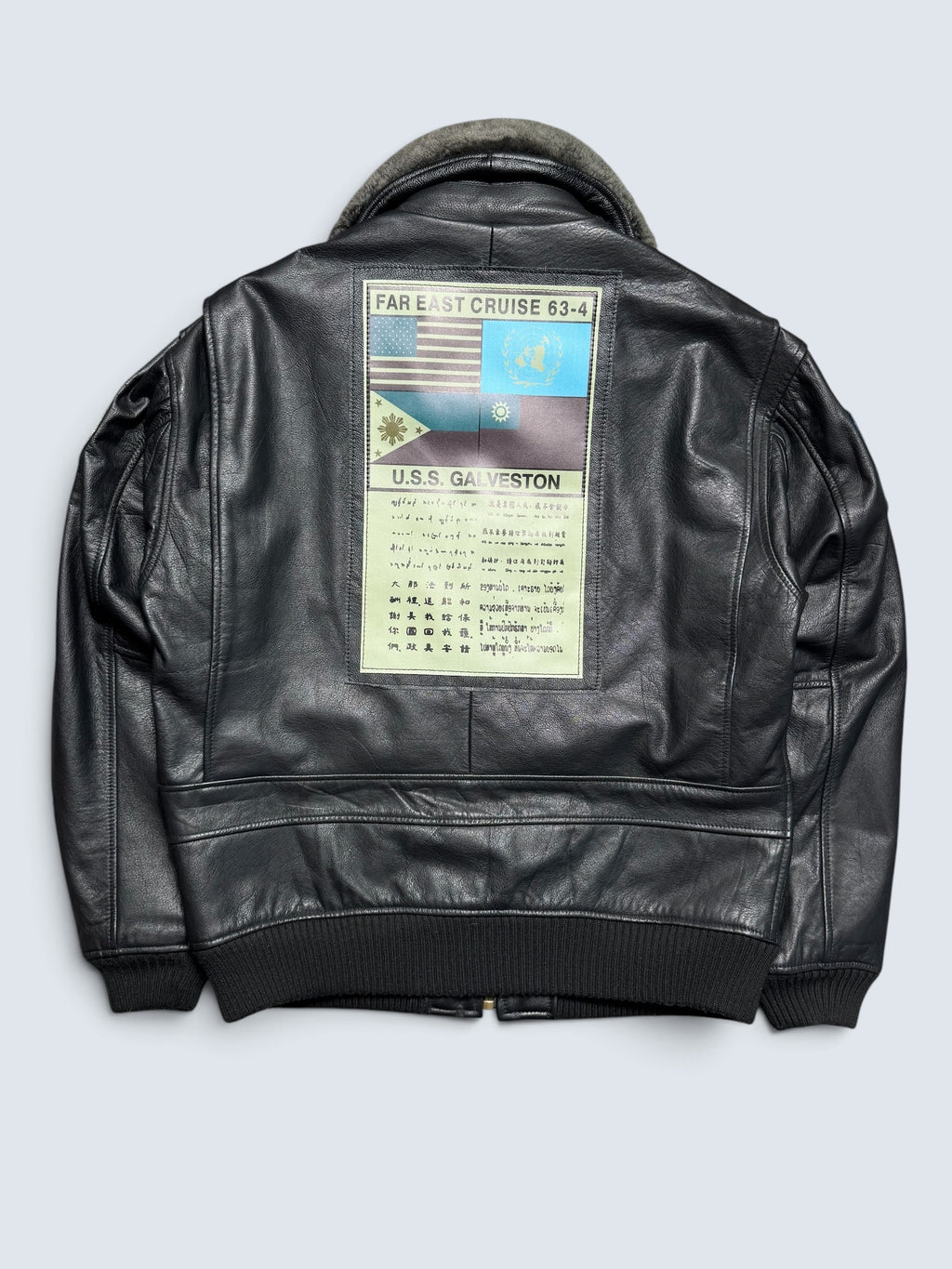 Jacket unisexe cuir cowhide flight G-1 Avirex LTD Top Gun usn full patch black 1998 - M