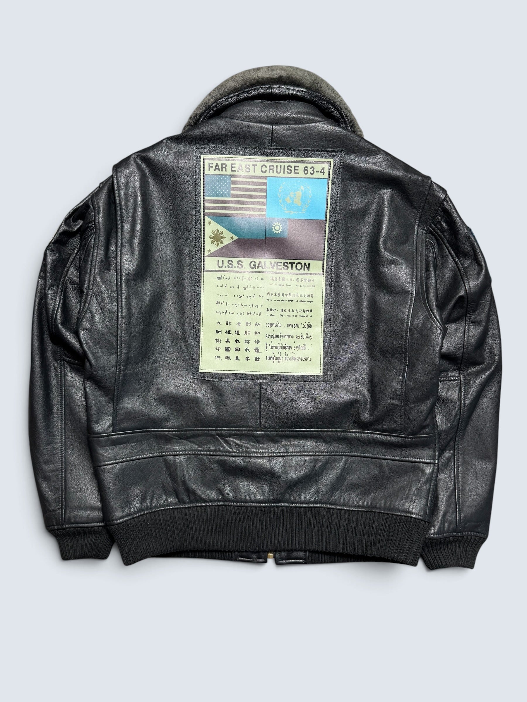 Jacket unisexe cuir cowhide flight G-1 Avirex LTD Top Gun usn full patch black 1998 - M
