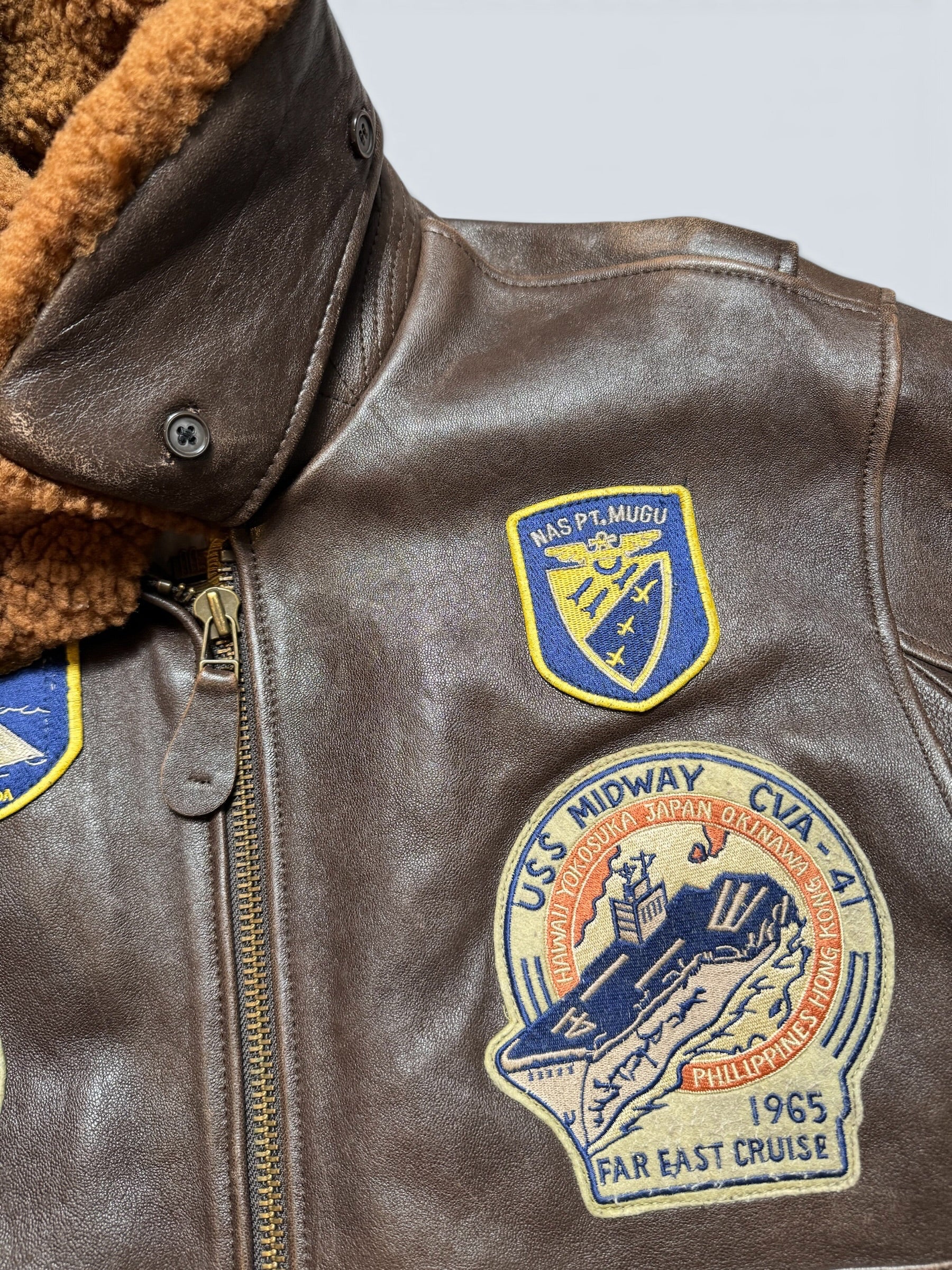 Jacket cuir lambskin flight G-1 Schott NYC Wings Of Gold Top Gun usn full patch nose art black - M (XL)