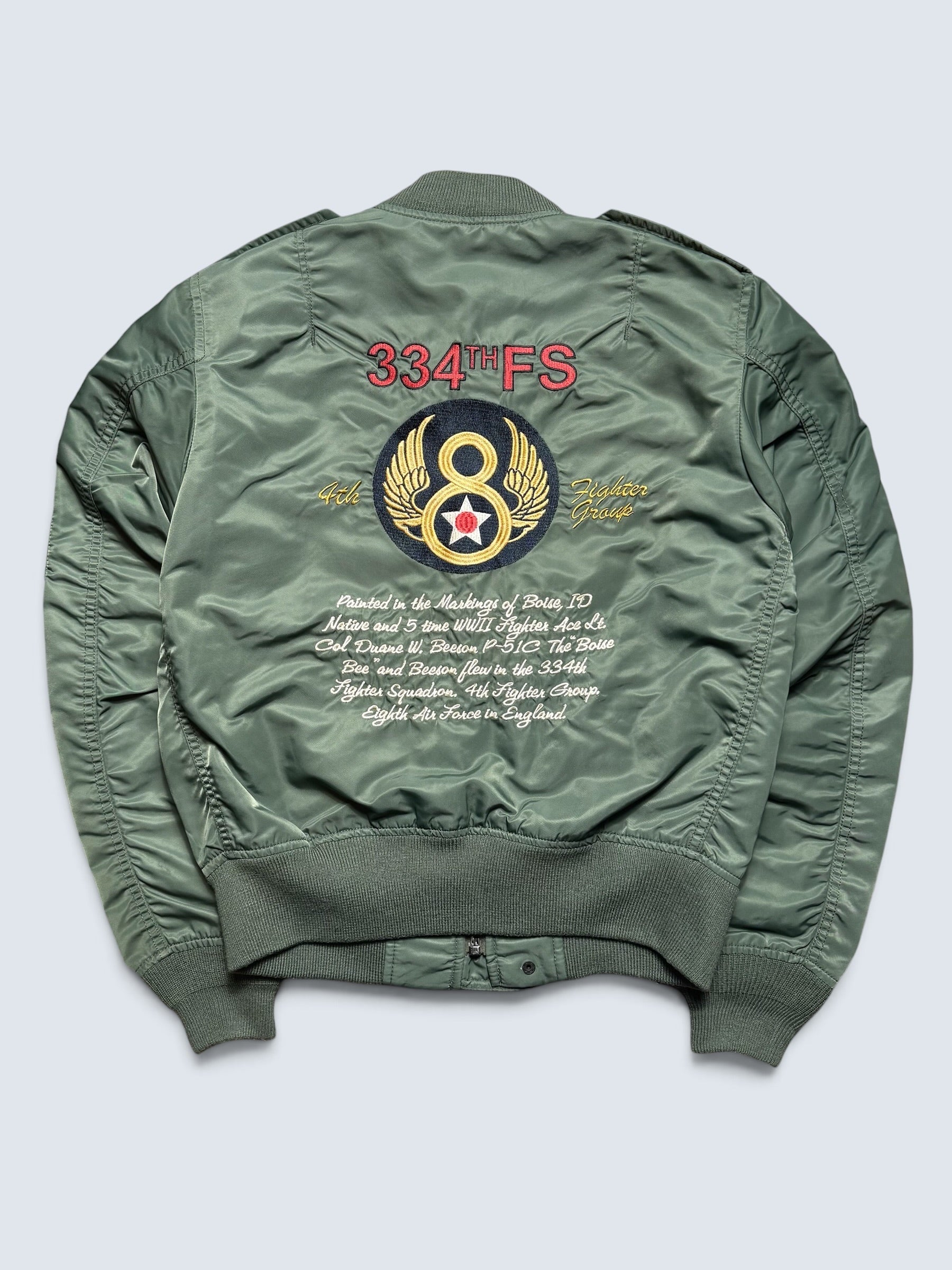 Jacket bomber flight L-2b Avirex LTD 334th FS usaf full patch kaki vintage 00’s - M