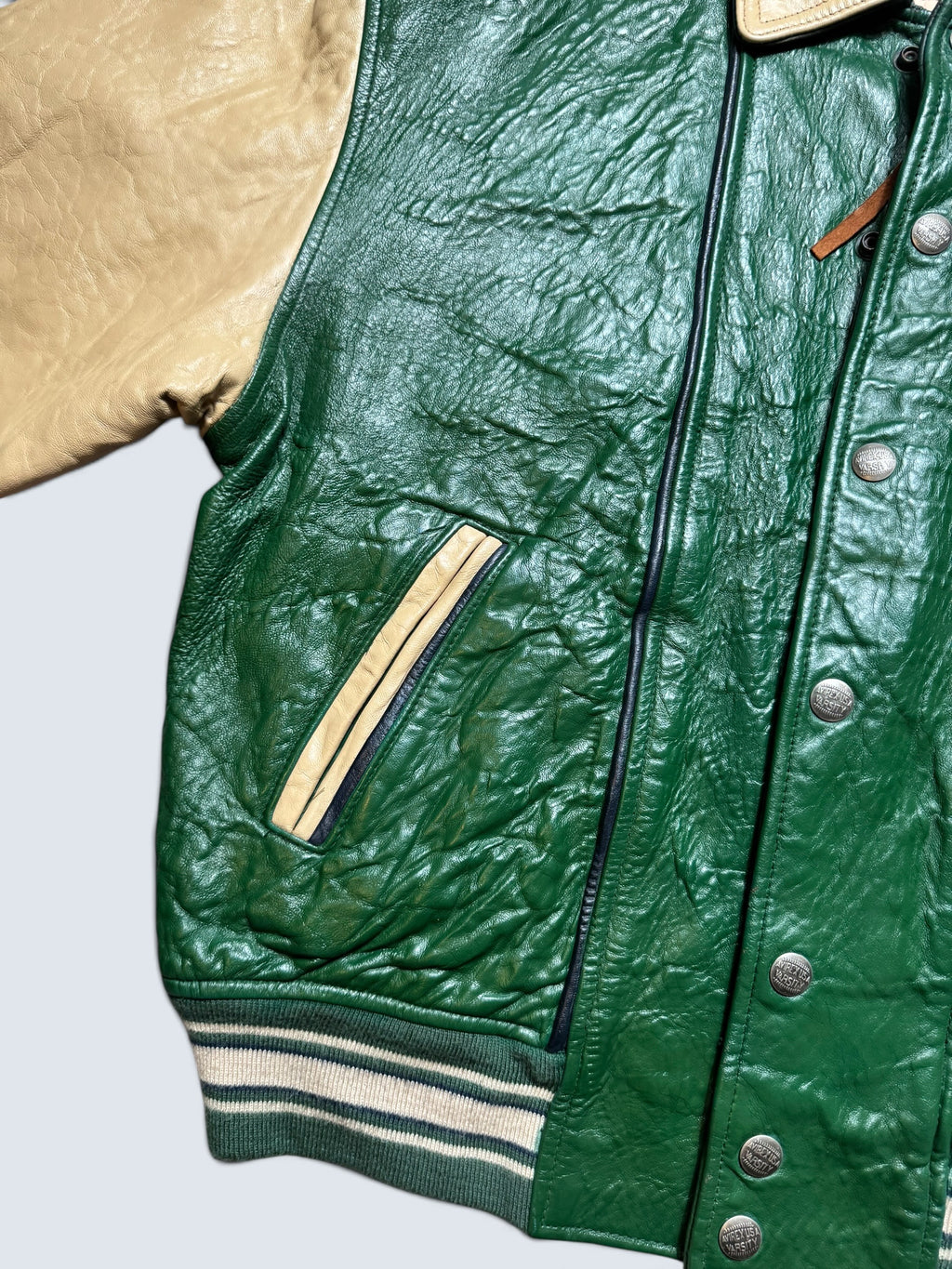 Jacket varsity baseball sport Avirex ltd hawk team made in usa green vintage 90’s - L/XL