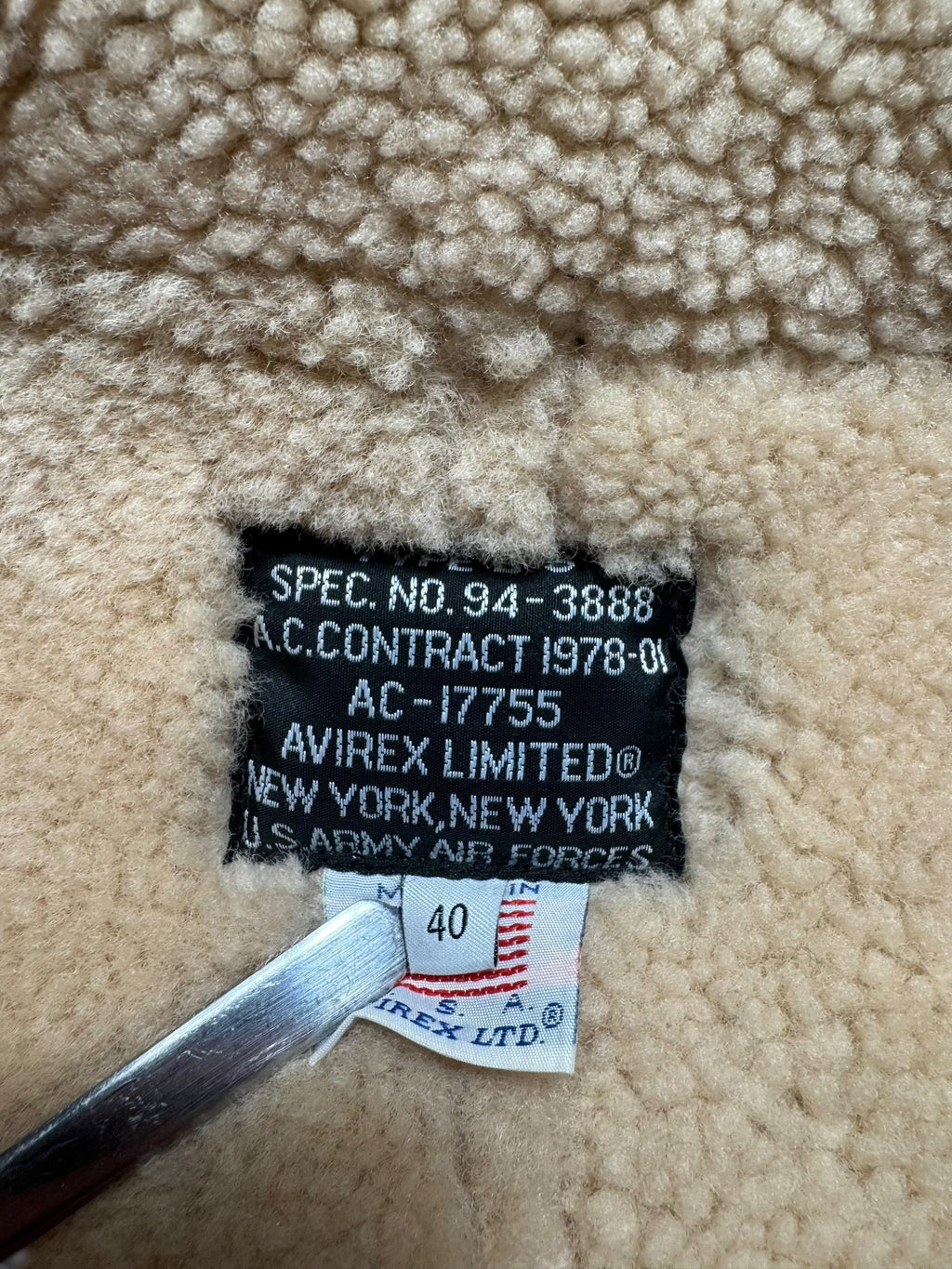 Jacket cuir flight shearling Irvin Avirex made in USA RAF grey vintage 80’s - 40 (L)