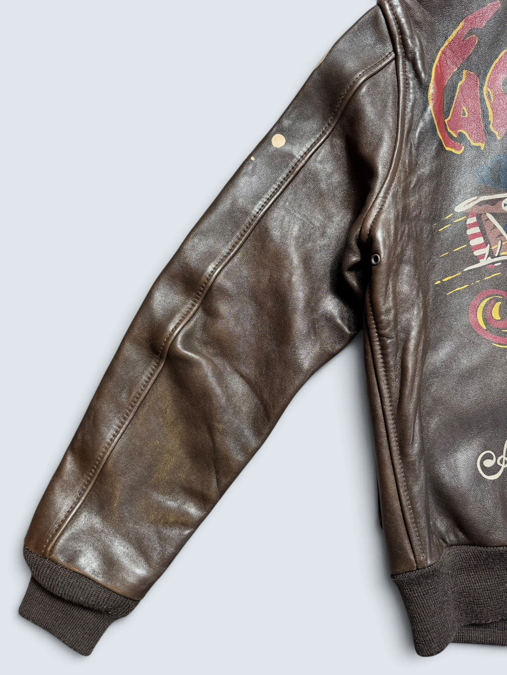 Jacket cuir cowhide flight A-2 Avirex LTD usaf nose art patch brown - S/M
