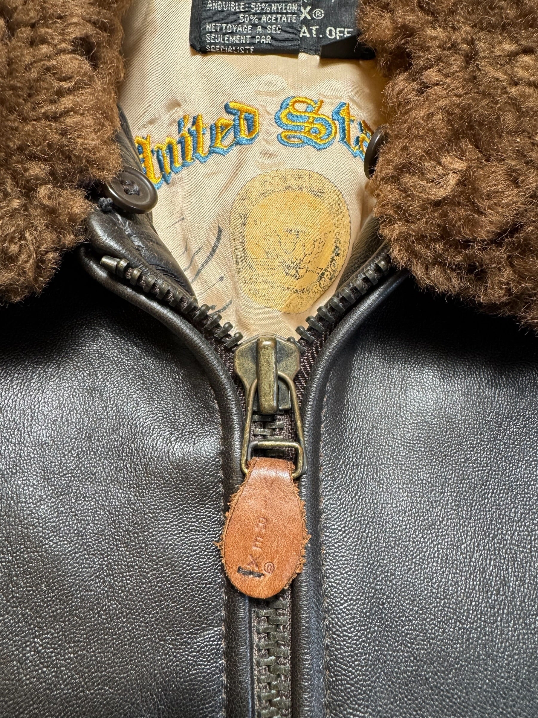 Jacket cuir cowhide flight G-1 col shearling Avirex Japan usn black 90’s - S/M