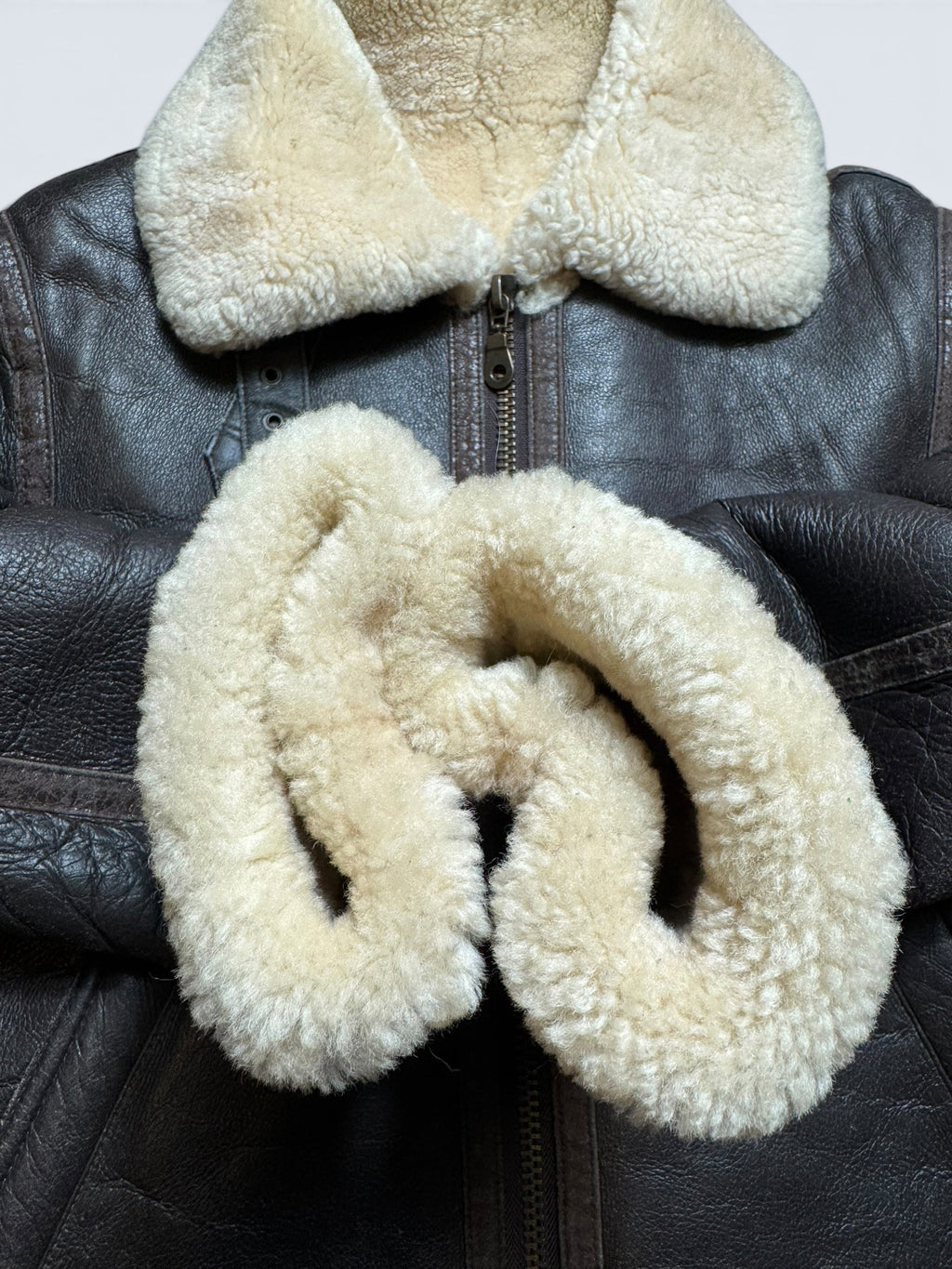 Jacket cuir bomber flight shearling B-3 usaf black vintage 80’s -M