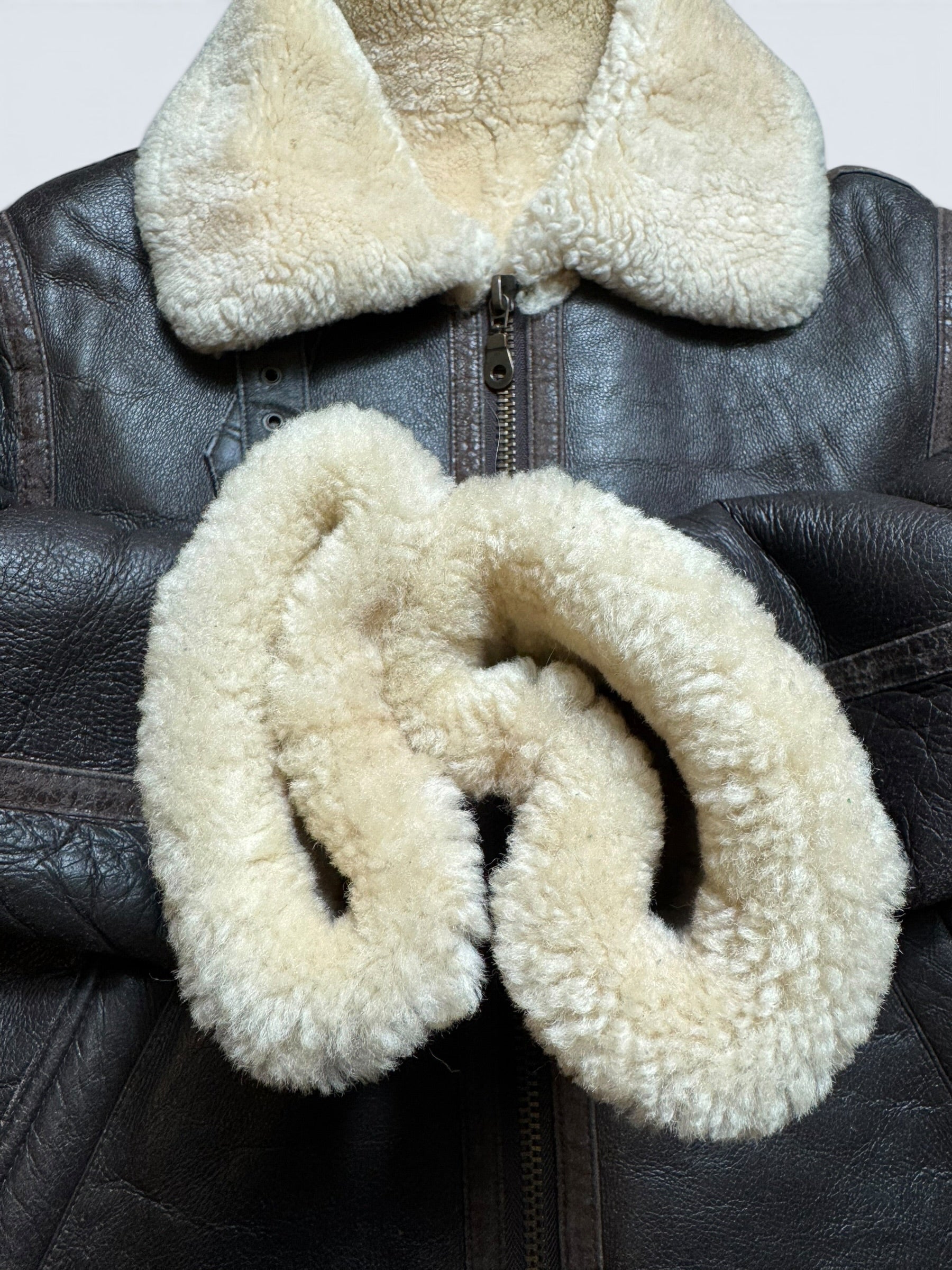 Jacket cuir bomber flight shearling B-3 usaf black vintage 80’s -M