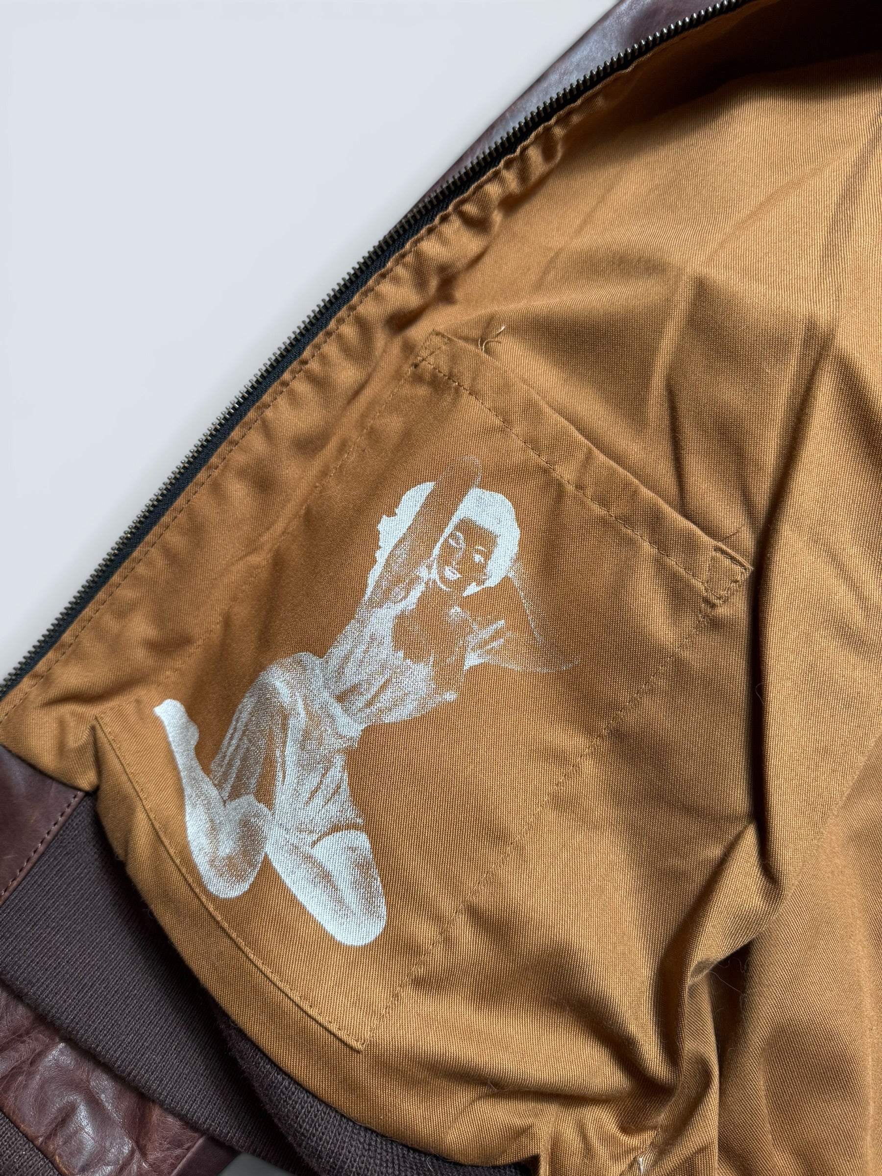 Jacket cuir horsehide flight A-2 Curphey Leather Hell's Angels patch & nose art usaf brown - 42 (L)