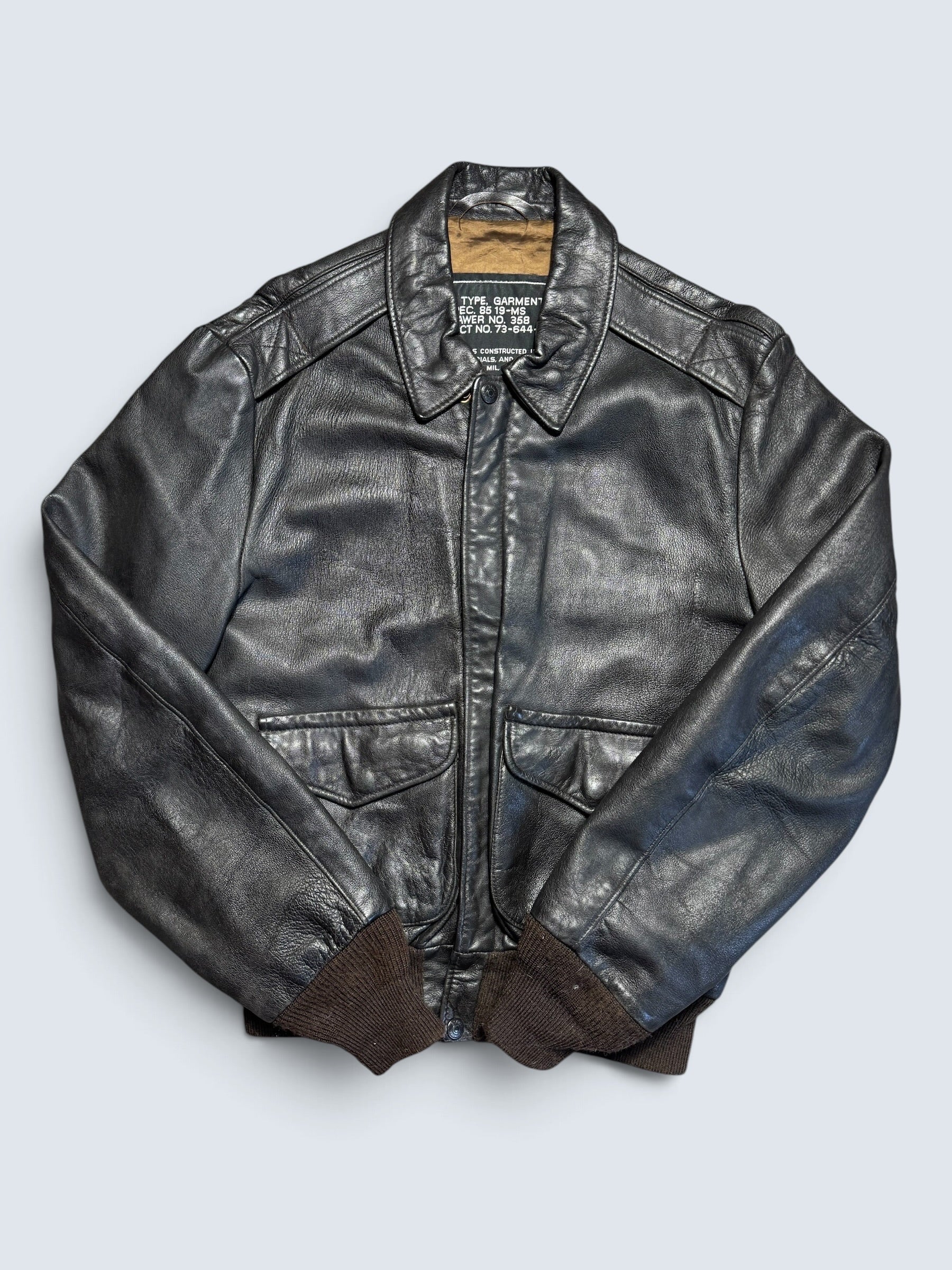 Jacket cuir cowhide flight A-2 Schott made in USA usaf black & brown 80’s - 40 (M)