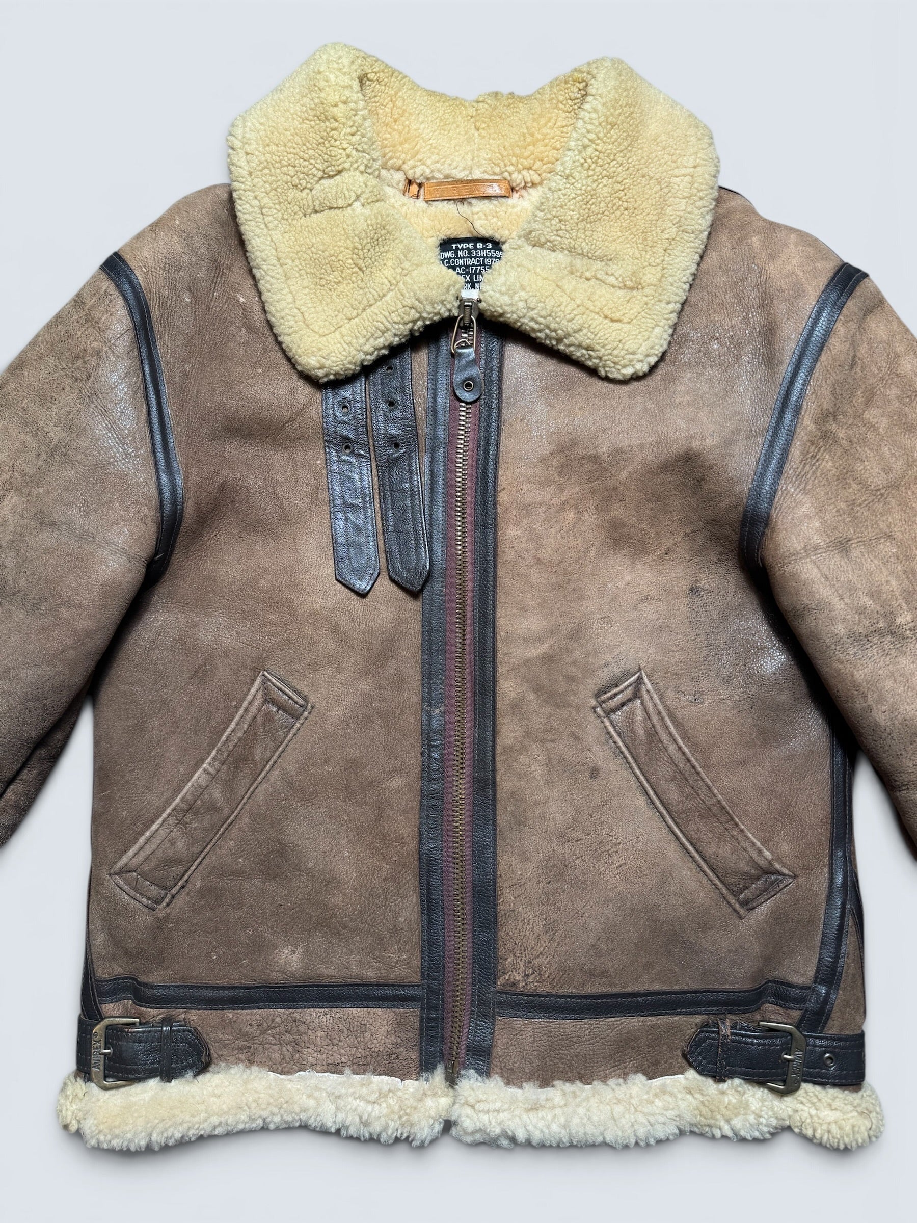 Jacket cuir flight shearling B-3 Avirex made in USA usaf brown vintage 80’s - 38 (M)