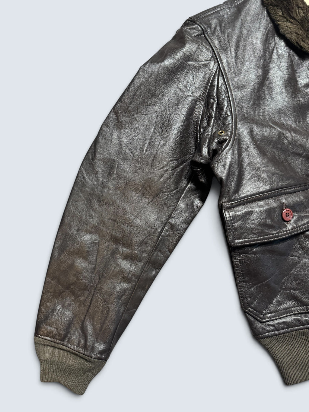 Jacket cuir cowhide flight G-1 Avirex LTD made in USA usn black 70’s - 42 (L)