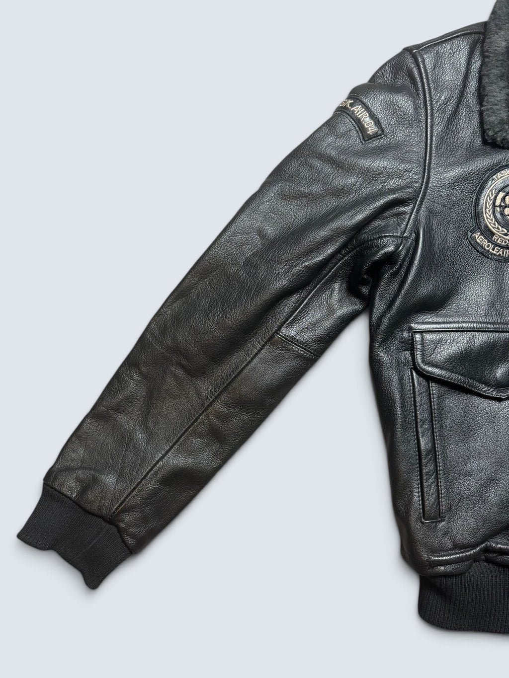 Jacket cuir bomber flight pilot Redskins A-2 full patch black vintage 00’s - M
