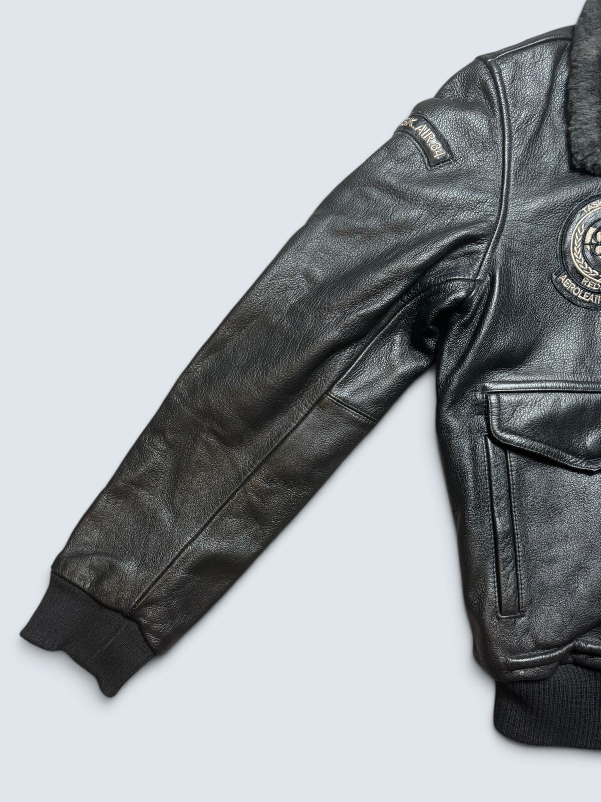 Jacket cuir bomber flight pilot Redskins A-2 full patch black vintage 00’s - M