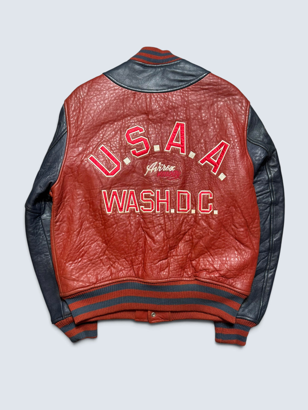 Jacket leather varsity baseball sport Avirex ltd usa wash dc red vintage 90’s - S