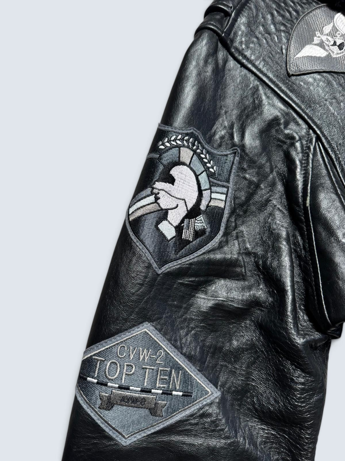 Jacket cuir cowhide flight G-1 Avirex Japan exclusive Top Gun usn full patch black - M/L