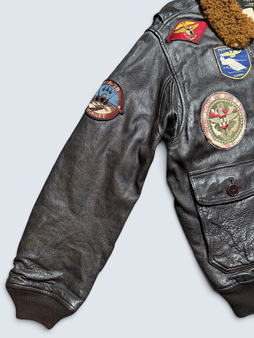Jacket cuir cowhide flight G-1 Schott NYC Wings Of Gold Top Gun usn full patch black - M