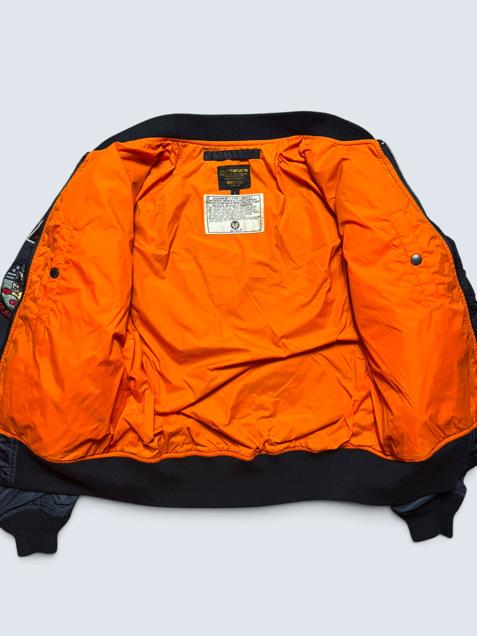 Jacket bomber flight L-2b Avirex ltd Japan exclusive top gun usaf full patch navy 00’s - S/M