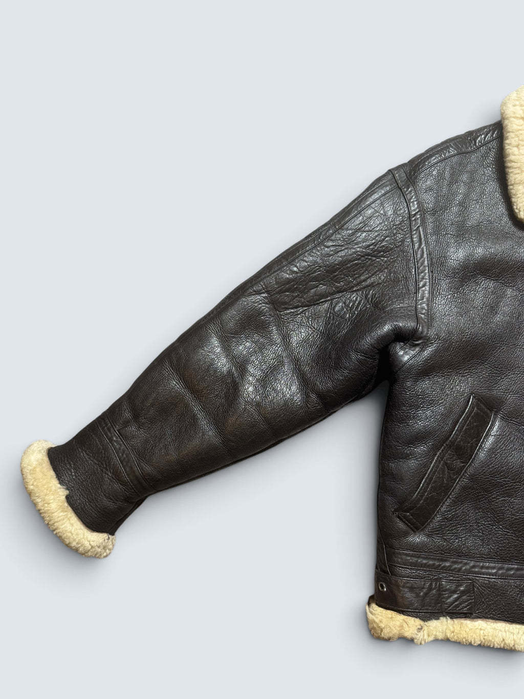 Jacket cuir bomber flight shearling aviator B-3 usaf black vintage 80’s - S/M