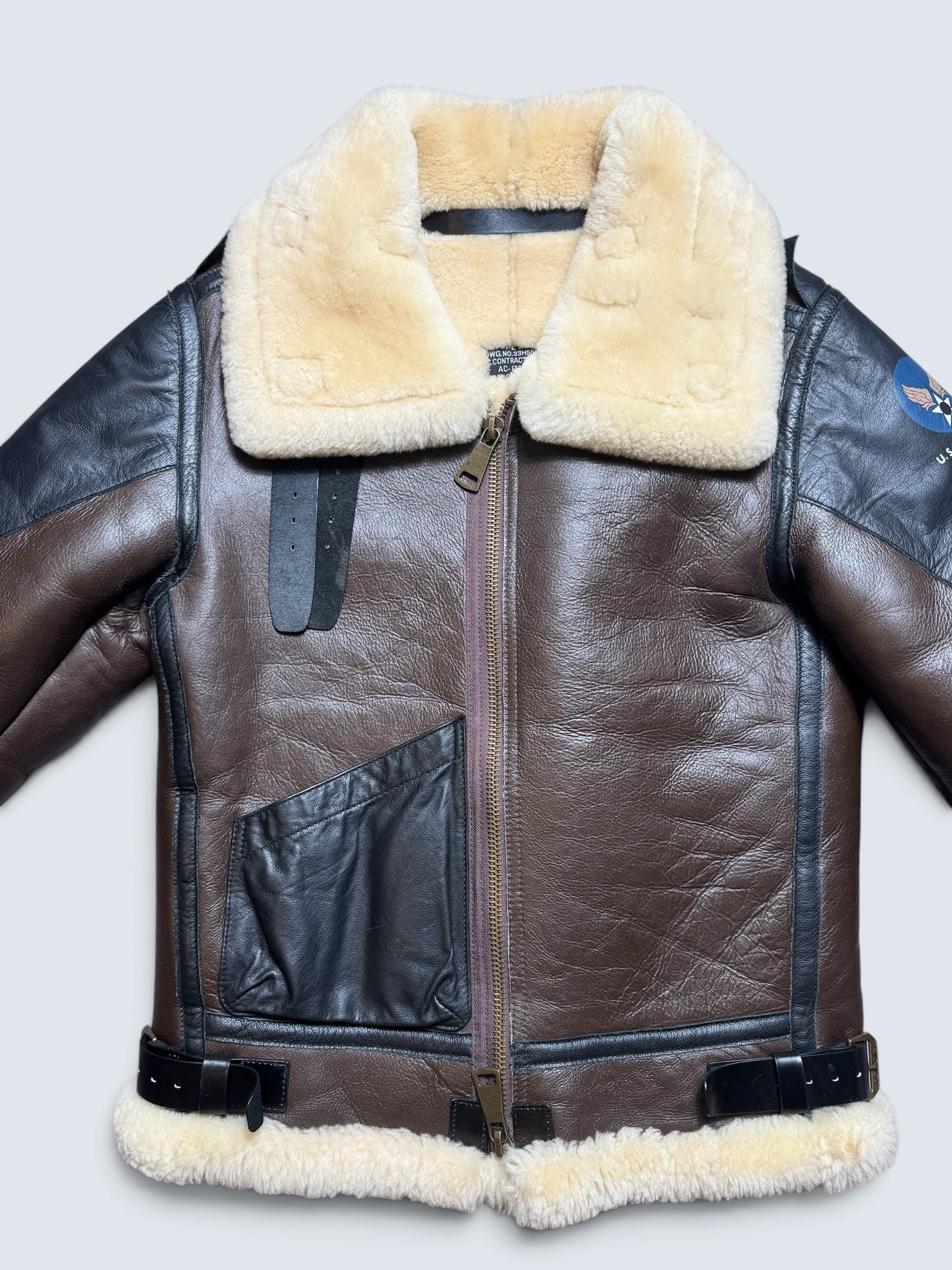 Jacket cuir bomber flight shearling B-3 Patton B-24D Liberator Pie Colour usaf brown - 38 (M)